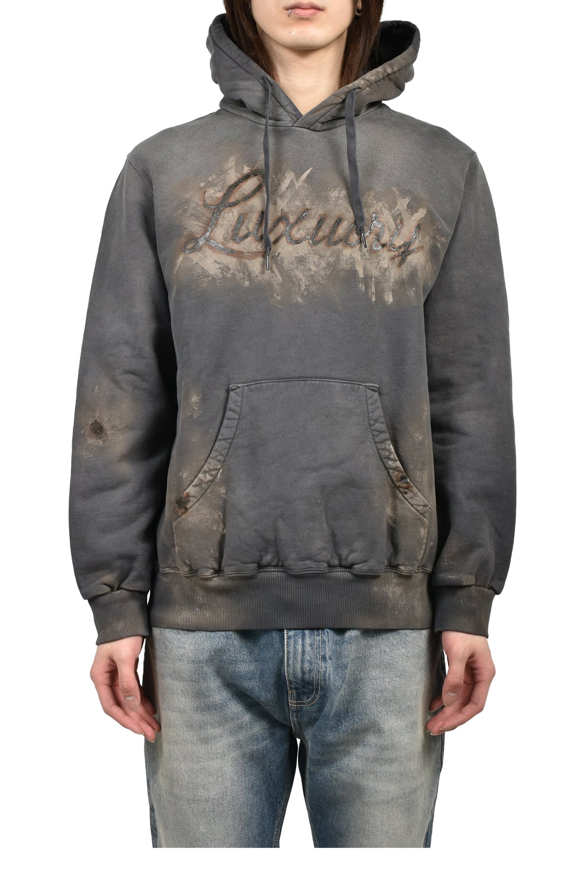 doublet ダブレット 【本物保証】 パーカー ストリート系 メンズ LUXUARY MUD PAINT HOODIE / BLK