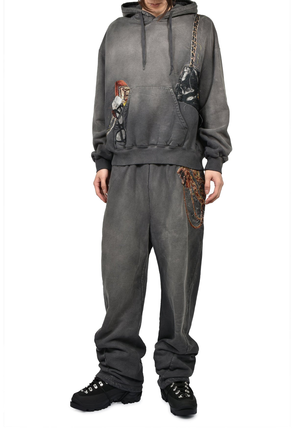 doublet ダブレット 【本物保証】 スウェットパンツ ストリート系 メンズ TROMPE L’OEIL EMBROIDERY SWEATPANTS / BLK