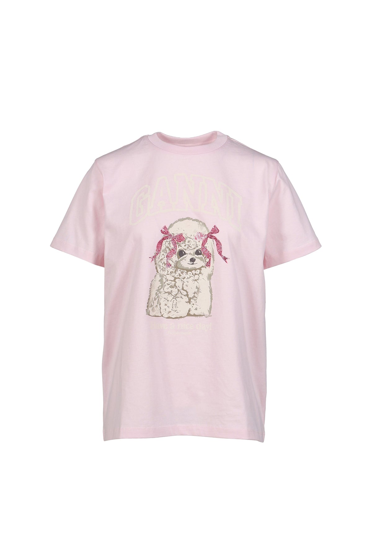 GANNI 【本物保証】 Tシャツ ストリート系 レディース BASIC COTTON JERSEY T-SHIRT / CHALK PNK