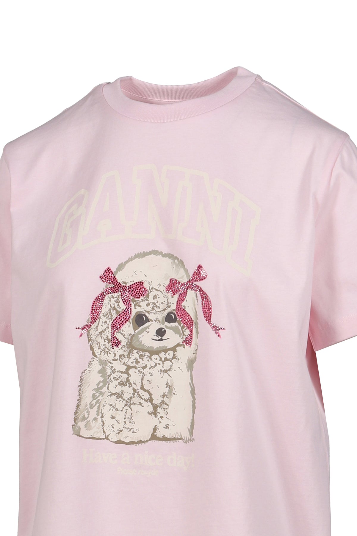 GANNI 【本物保証】 Tシャツ ストリート系 レディース BASIC COTTON JERSEY T-SHIRT / CHALK PNK
