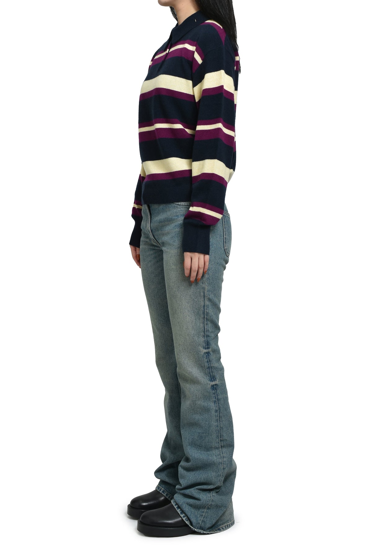 Guest In Residence ゲスト イン レジデンス 【本物保証】 Tシャツ ストリート系 レディース COLLEGIATE STRIPE POLO / MIDNIGHT COMBO
