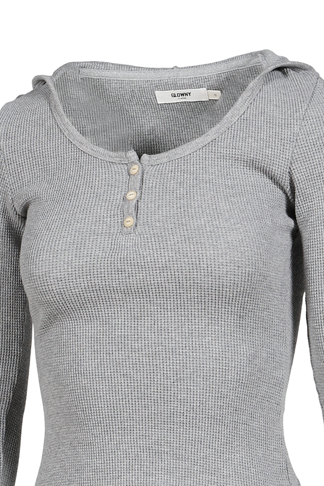 GLOWNY 【本物保証】シャツ ストリート系 レディース 3/4 G WAFFLE BUTTON FLY TEE / GRY