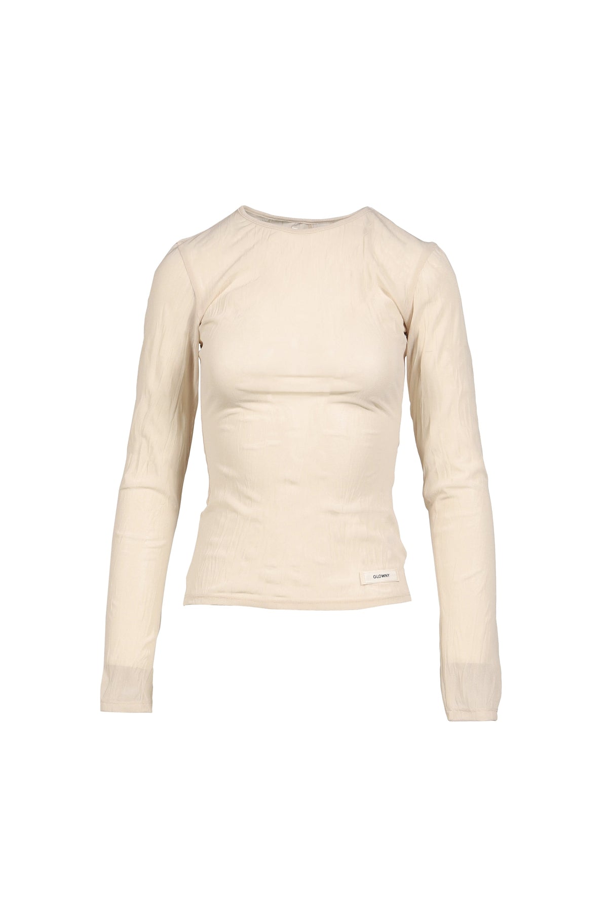 GLOWNY 【本物保証】 Tシャツ ストリート系 レディース SHEER LONG SLEEVE TOP / BEI