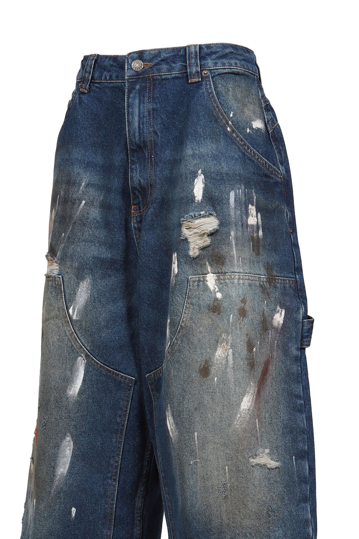 Jaded London 【本物保証】 デニムパンツ ストリート系 レディース PAINTED CROPPED XL COLOSSUS JEANS / BLU