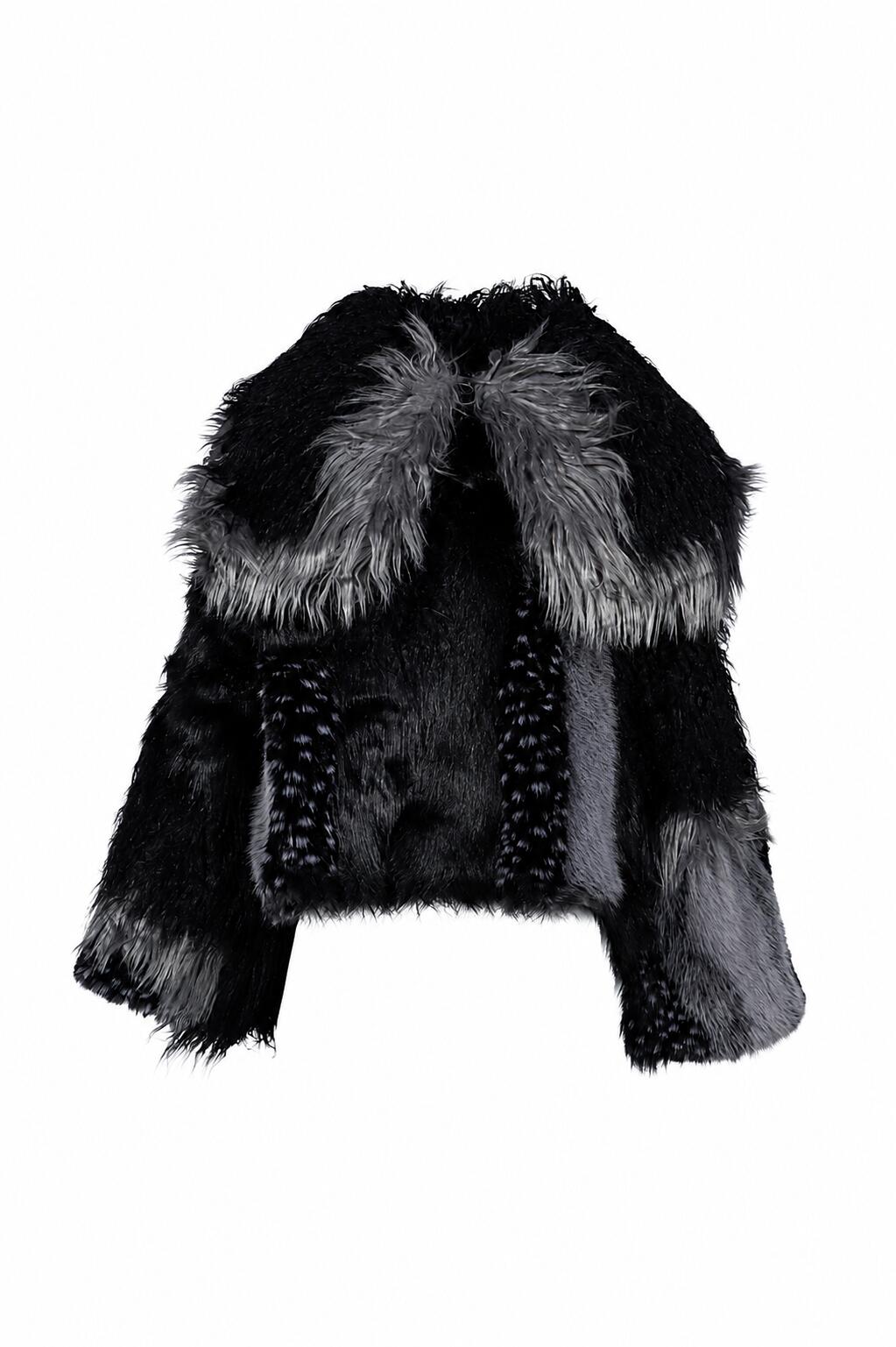 Jaded London 【本物保証】 コート ストリート系 レディース PATCHWORK FUR ASYM COAT - BLACK / BLK