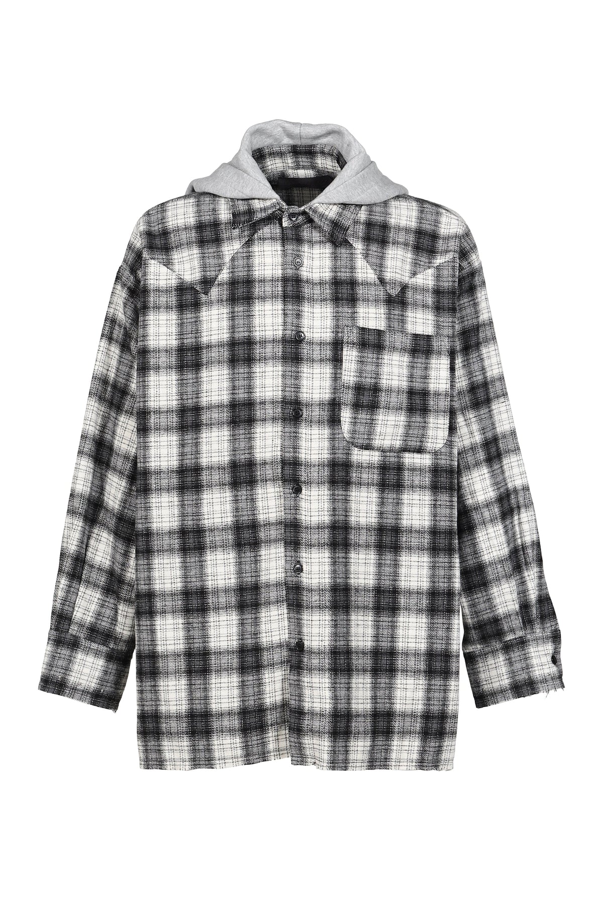 JUN/NAKAYAMA ジュン/中山 【本物保証】 シャツ ストリート系 メンズ HOODED FLANNEL SHIRTS / ASH