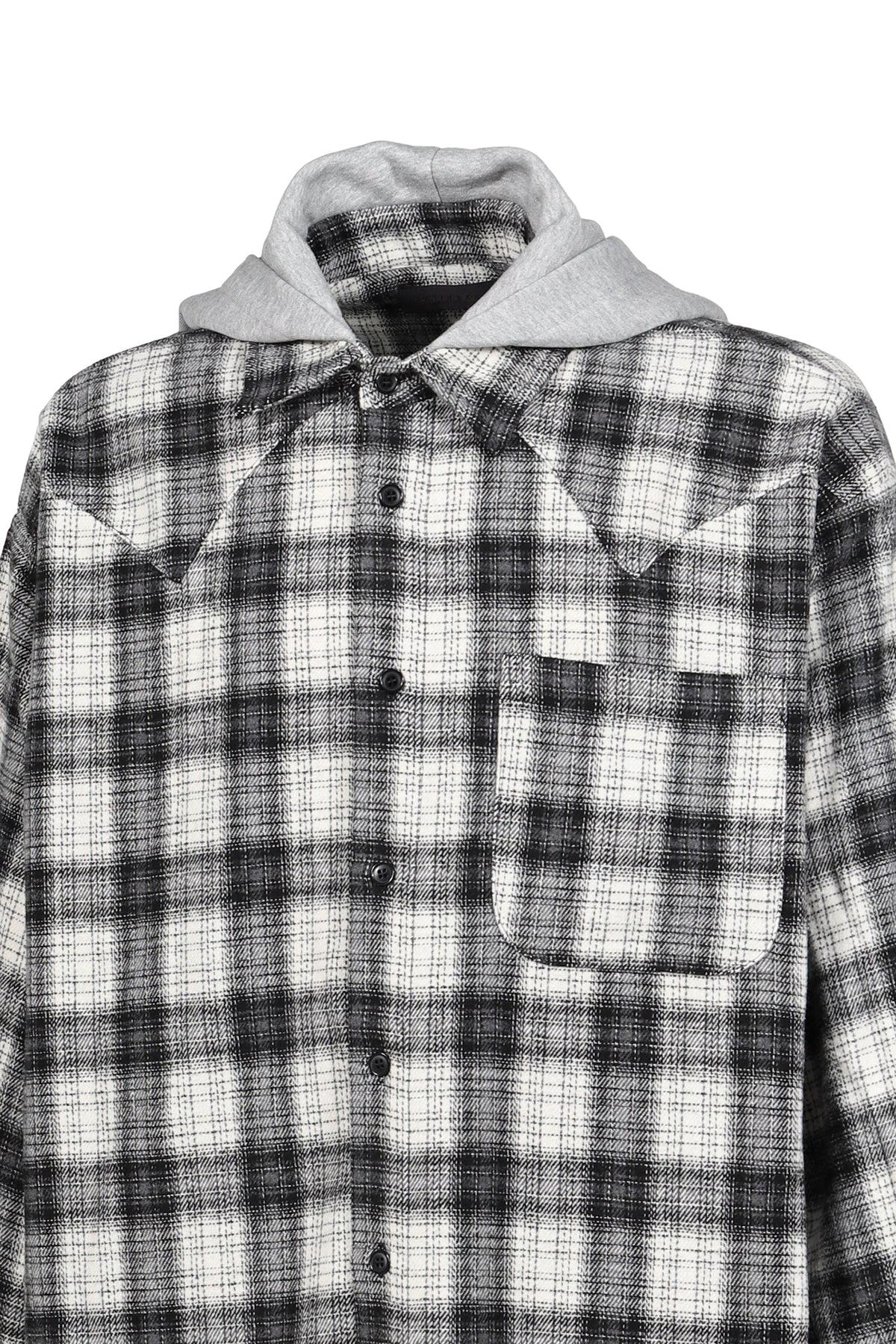JUN/NAKAYAMA ジュン/中山 【本物保証】 シャツ ストリート系 メンズ HOODED FLANNEL SHIRTS / ASH