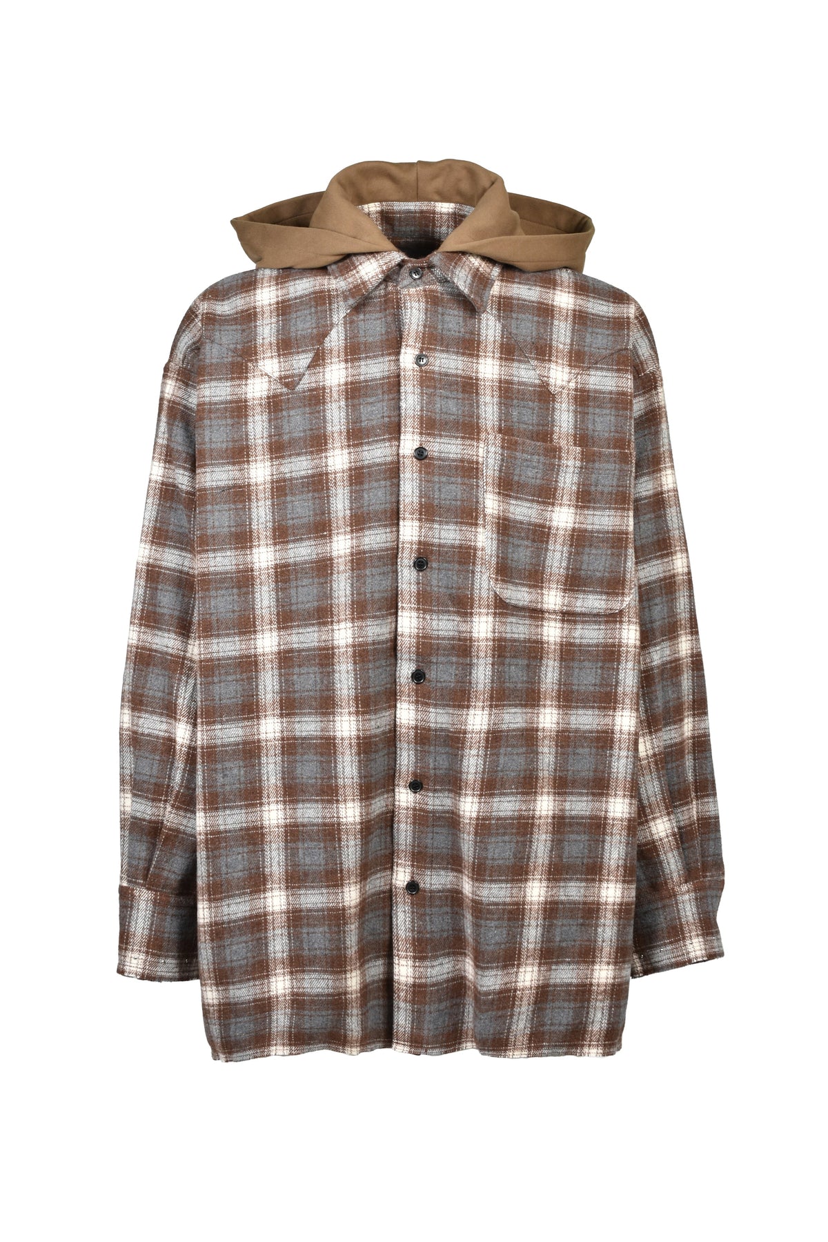 JUN/NAKAYAMA ジュン/中山 【本物保証】 シャツ ストリート系 メンズ HOODED FLANNEL SHIRTS / BRW