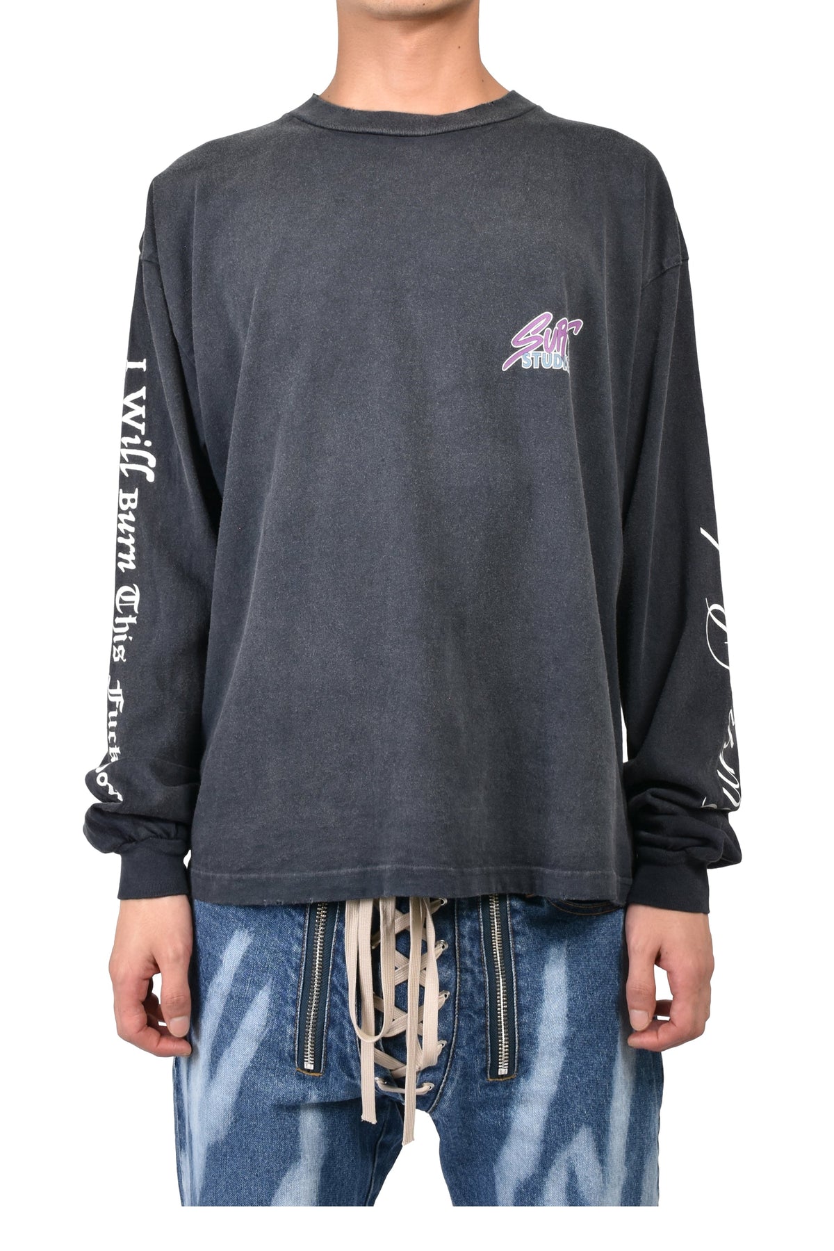 JUN/NAKAYAMA ジュン/中山 【本物保証】 Tシャツ ストリート系 メンズ LEOPARD L/S T-SHIRTS / BLK