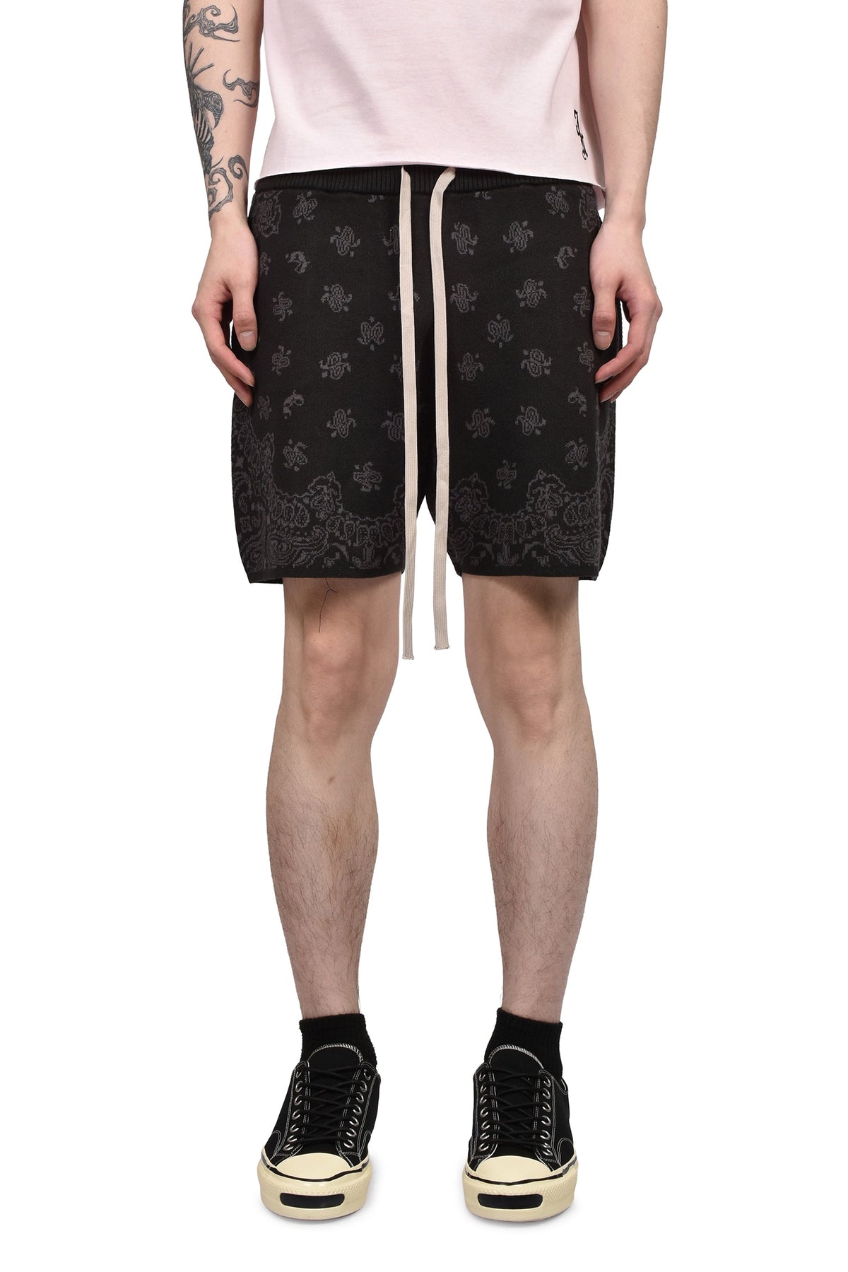 JUN/NAKAYAMA ジュン/中山 【本物保証】 ニット ストリート系 メンズ PAISLEY KNIT SHORTS / BLK