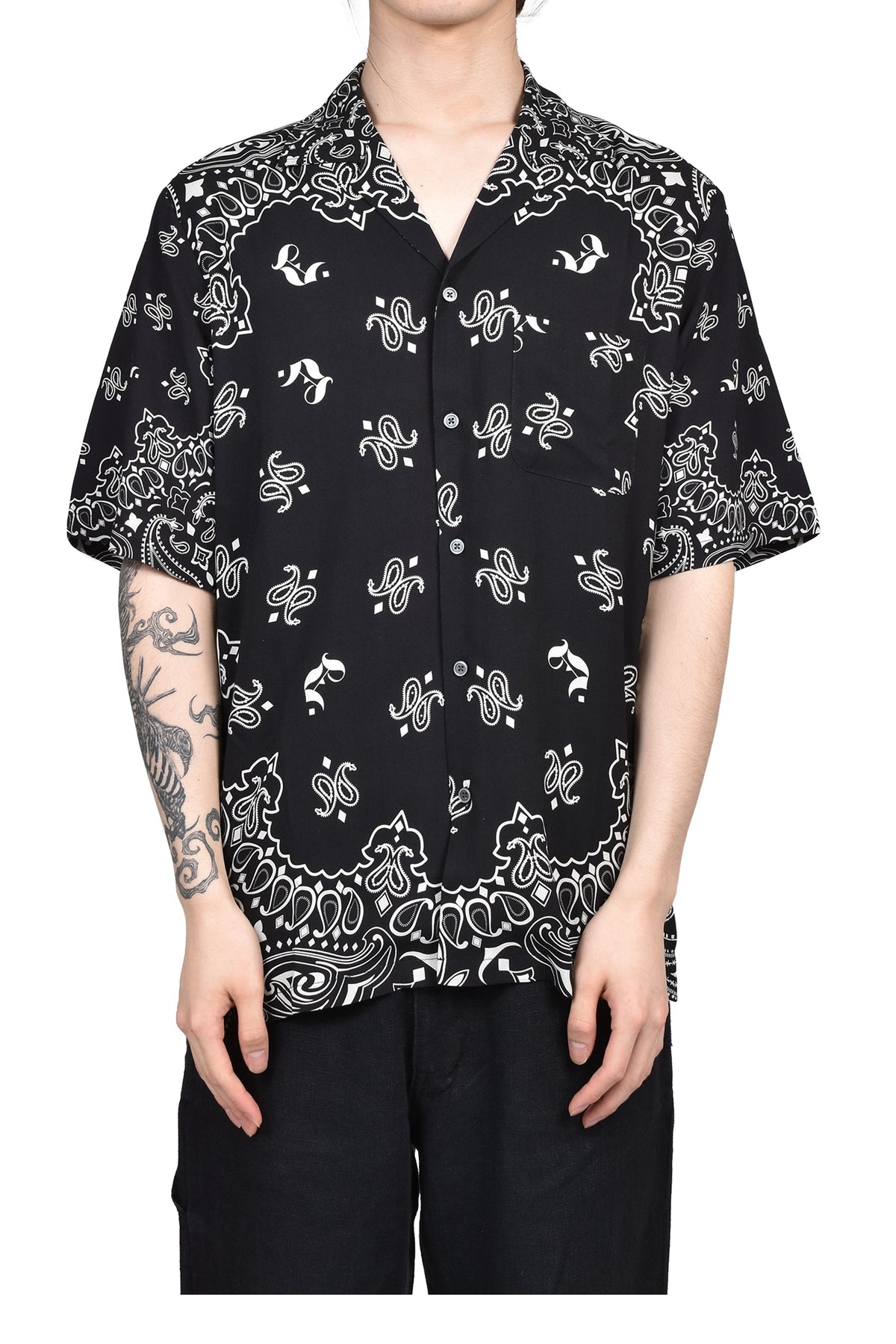 JUN/NAKAYAMA ジュン/中山 【本物保証】 シャツ ストリート系 メンズ PAISLEY SHORT SLEEVE SHIRTS / BLK