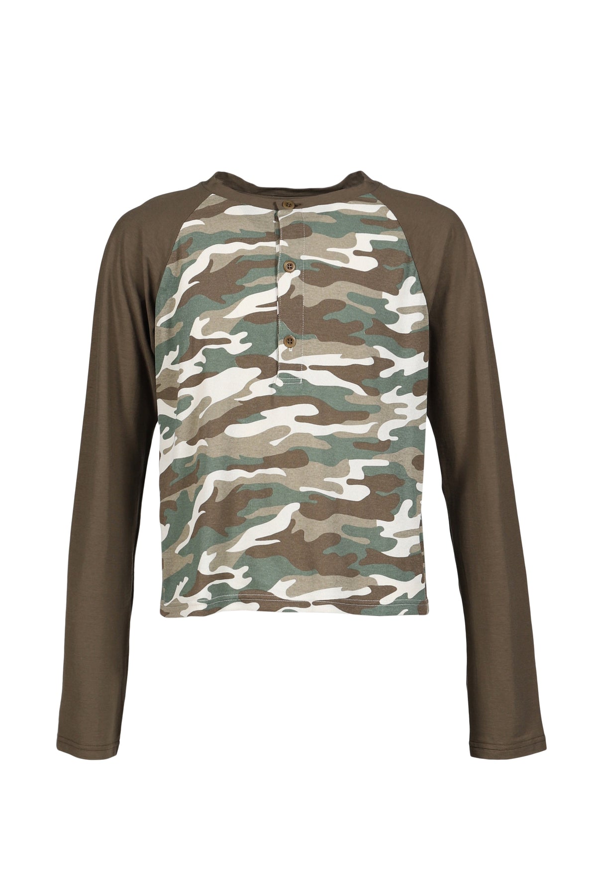 JUN/NAKAYAMA ジュン/中山 【本物保証】 Tシャツ ストリート系 メンズ RAGLAN HENLEY NECK TEE / CAMO