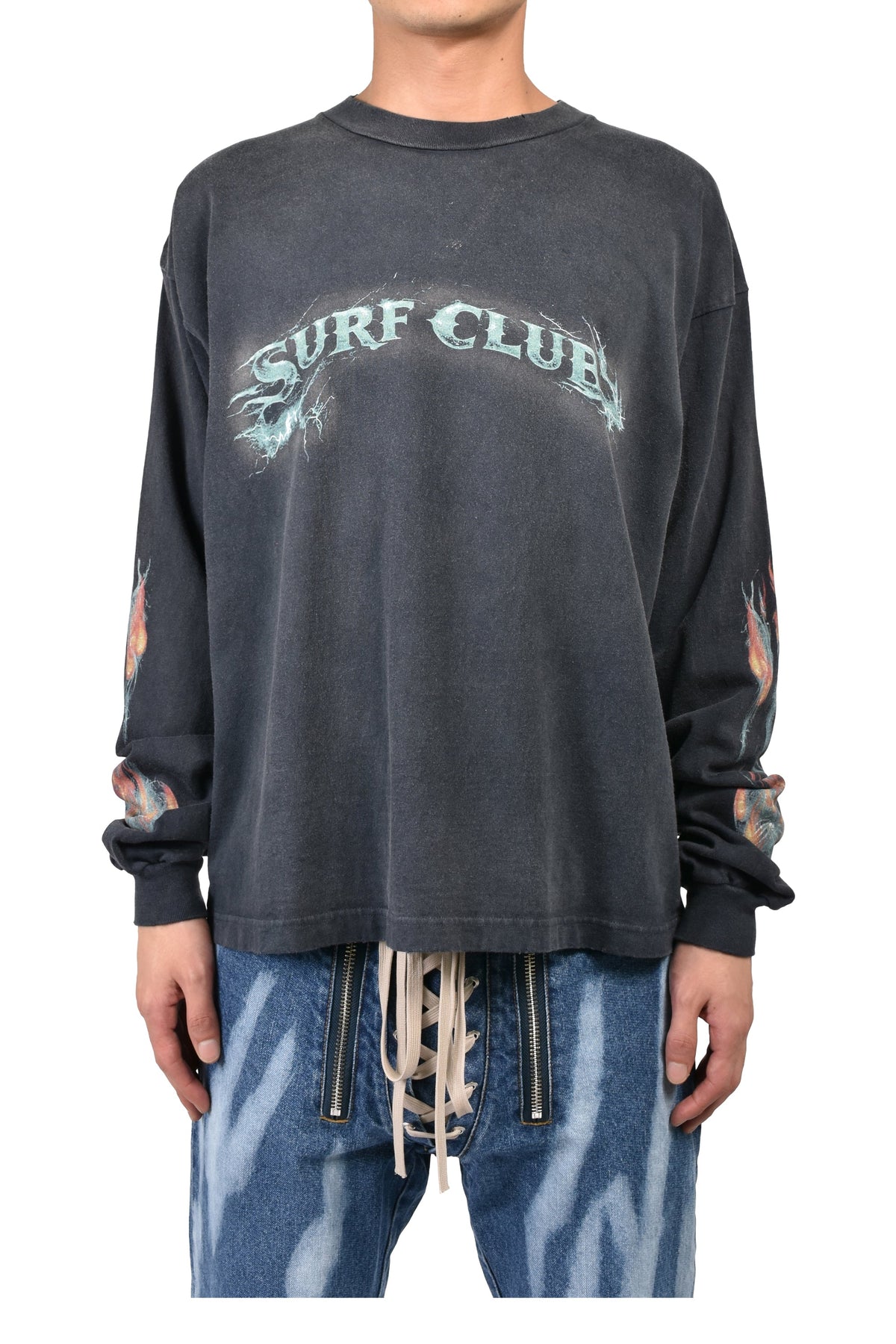 JUN/NAKAYAMA ジュン/中山 【本物保証】 Tシャツ ストリート系 メンズ SURF CLUB L/S T-SHIRTS / BLK