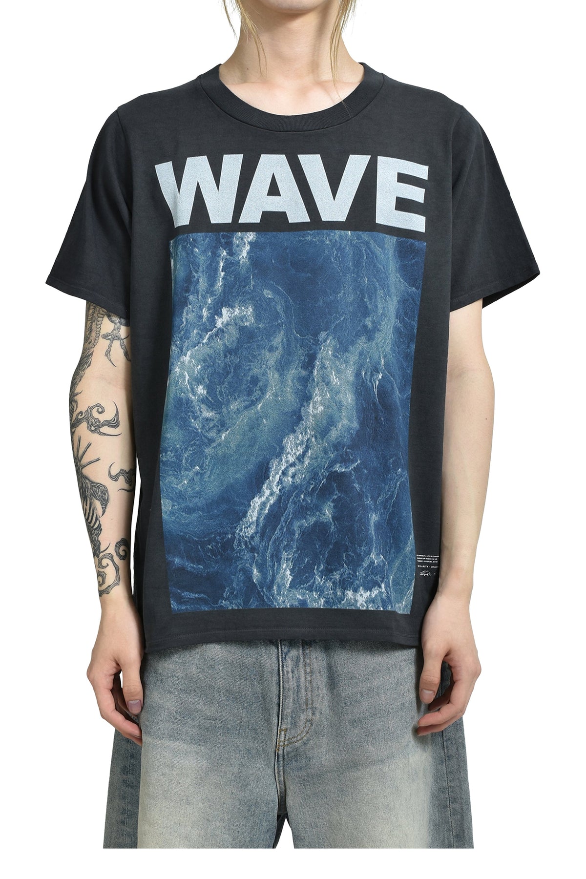 JUN/NAKAYAMA ジュン/中山 【本物保証】 Tシャツ ストリート系 メンズ WAVE T-SHIRTS / BLK