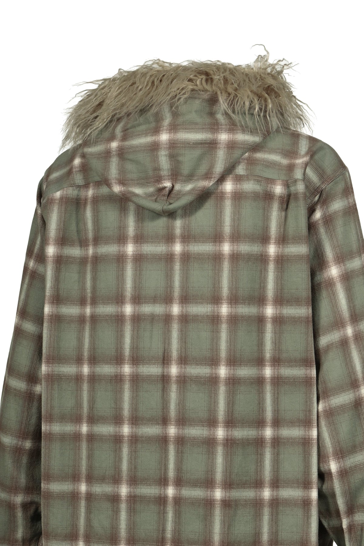 KAMIYA カミヤ 【本物保証】 シャツ ストリート系 メンズ FUR-TRIMMED HOODED CHECK SHIRT / BRW