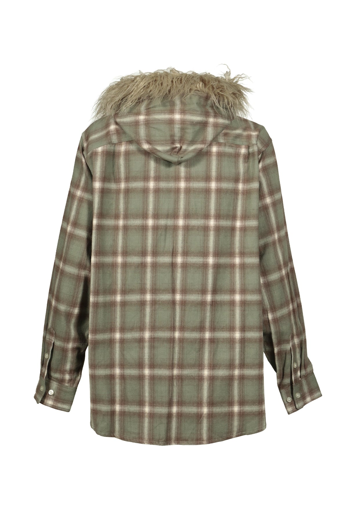 KAMIYA カミヤ 【本物保証】 シャツ ストリート系 メンズ FUR-TRIMMED HOODED CHECK SHIRT / BRW