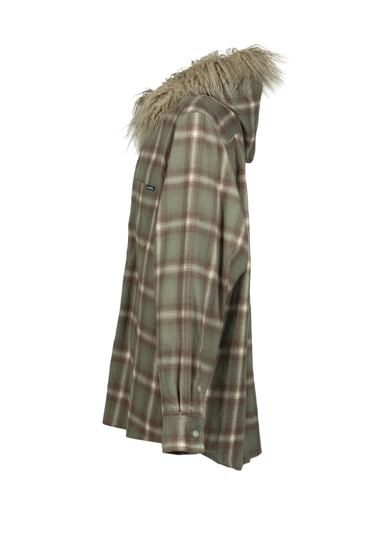 KAMIYA カミヤ 【本物保証】 シャツ ストリート系 メンズ FUR-TRIMMED HOODED CHECK SHIRT / BRW