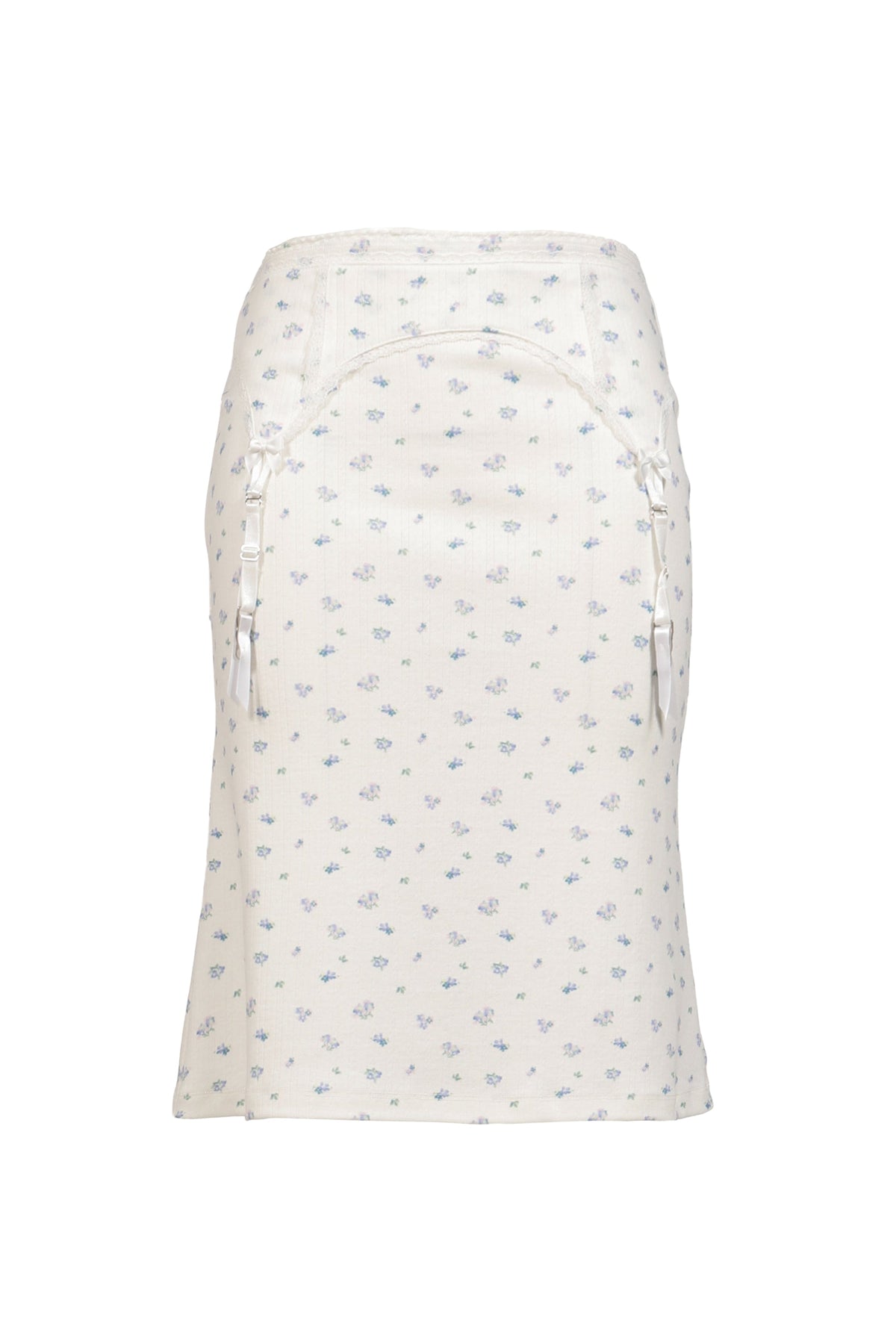 MARKGONG 【本物保証】 ニット ストリート系 レディース WHITE FLORAL GARTER DECORATED KNIT SKIRT / FLORAL