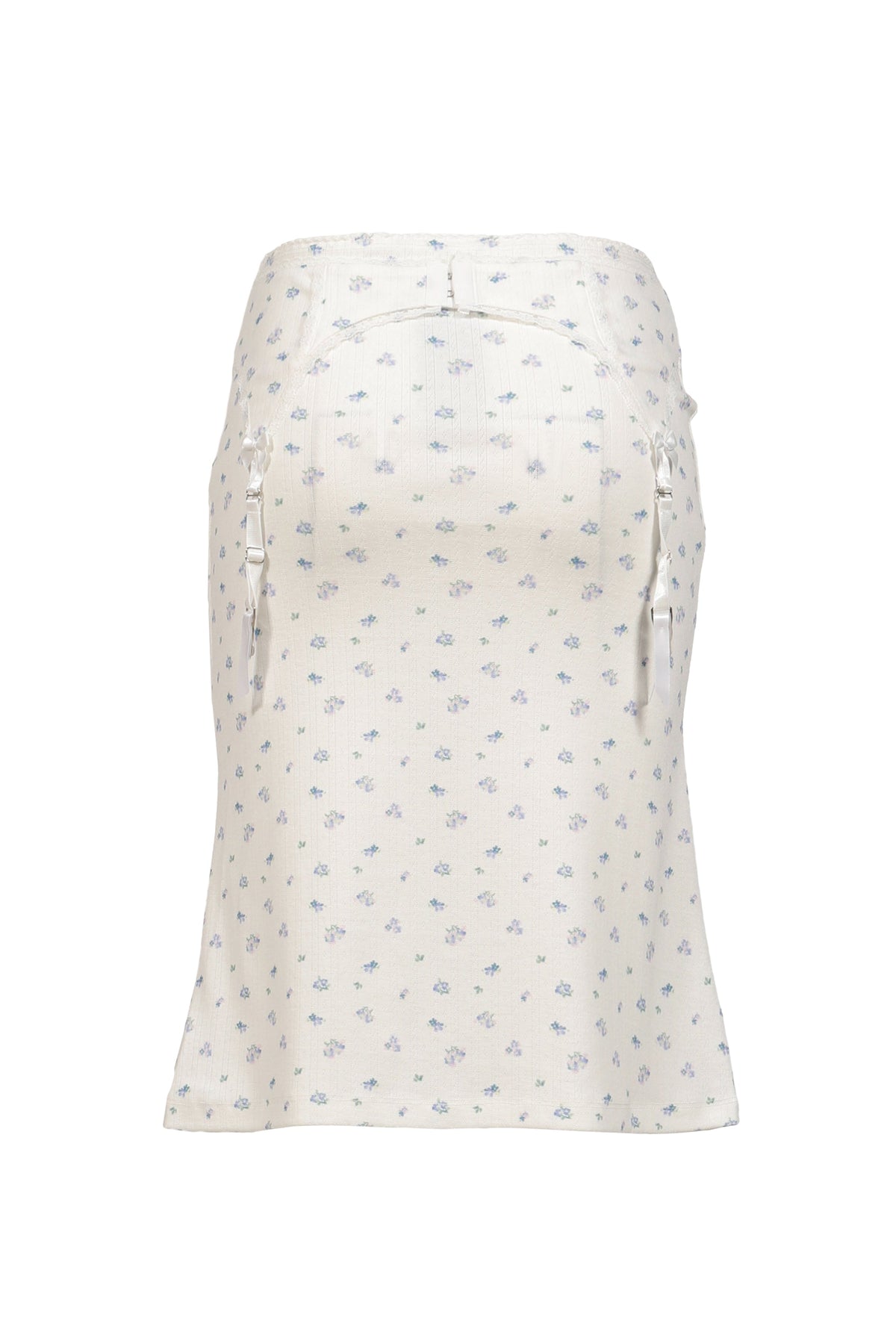 MARKGONG 【本物保証】 ニット ストリート系 レディース WHITE FLORAL GARTER DECORATED KNIT SKIRT / FLORAL