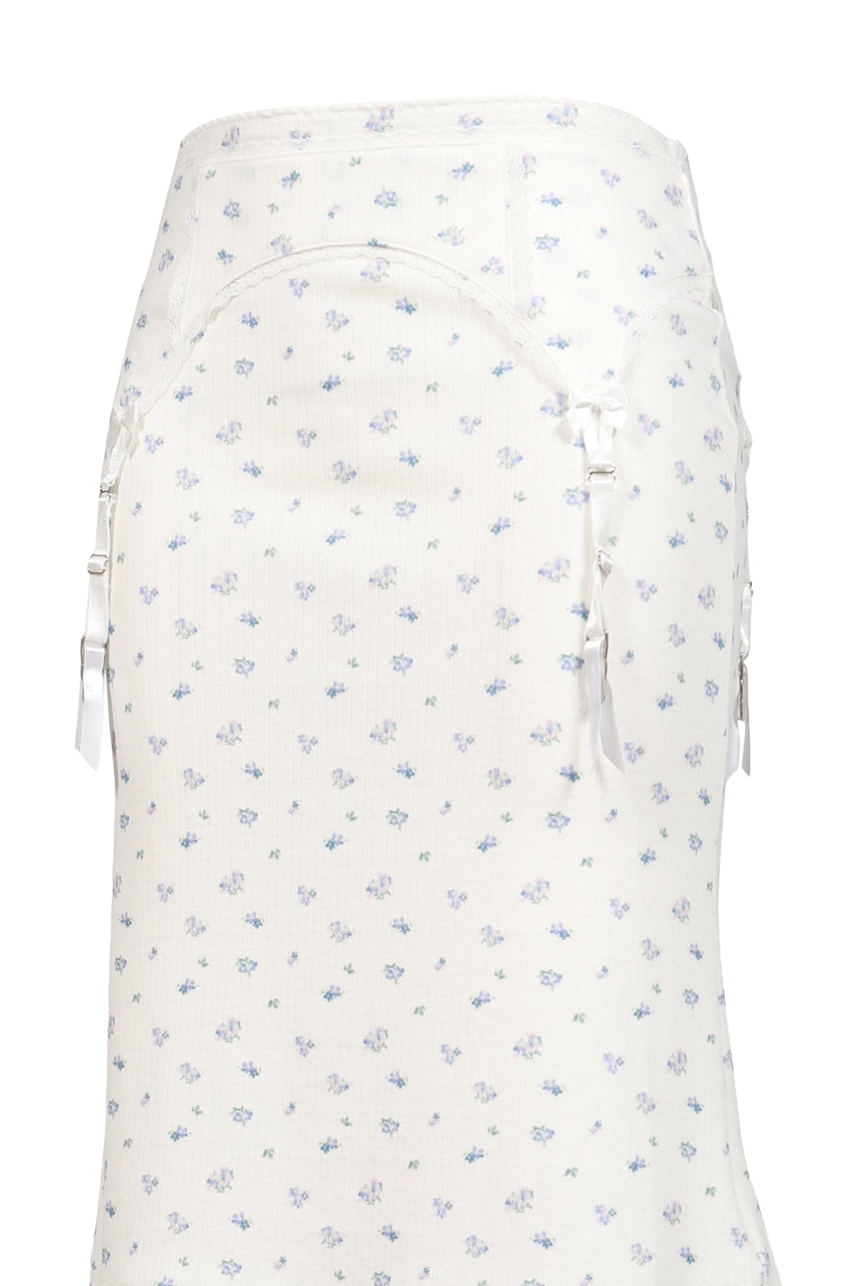 MARKGONG 【本物保証】 ニット ストリート系 レディース WHITE FLORAL GARTER DECORATED KNIT SKIRT / FLORAL