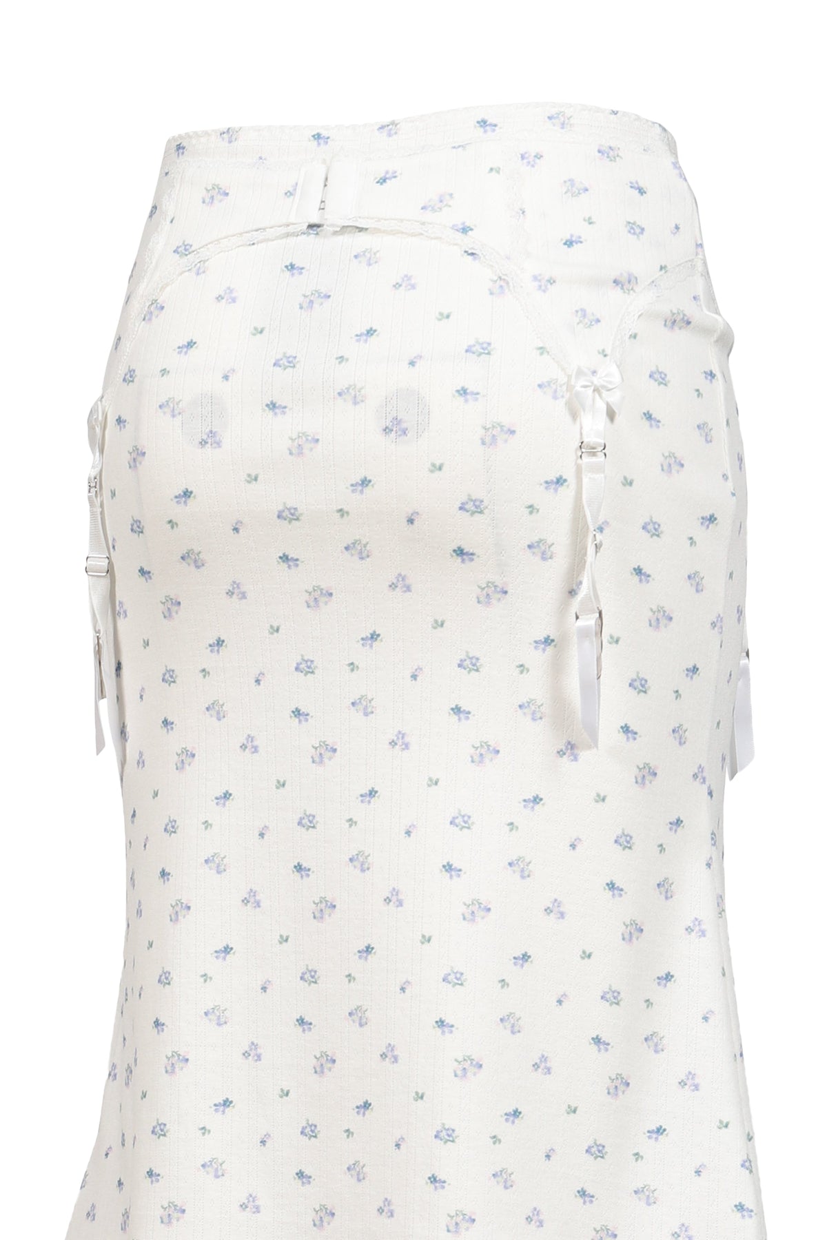 MARKGONG 【本物保証】 ニット ストリート系 レディース WHITE FLORAL GARTER DECORATED KNIT SKIRT / FLORAL
