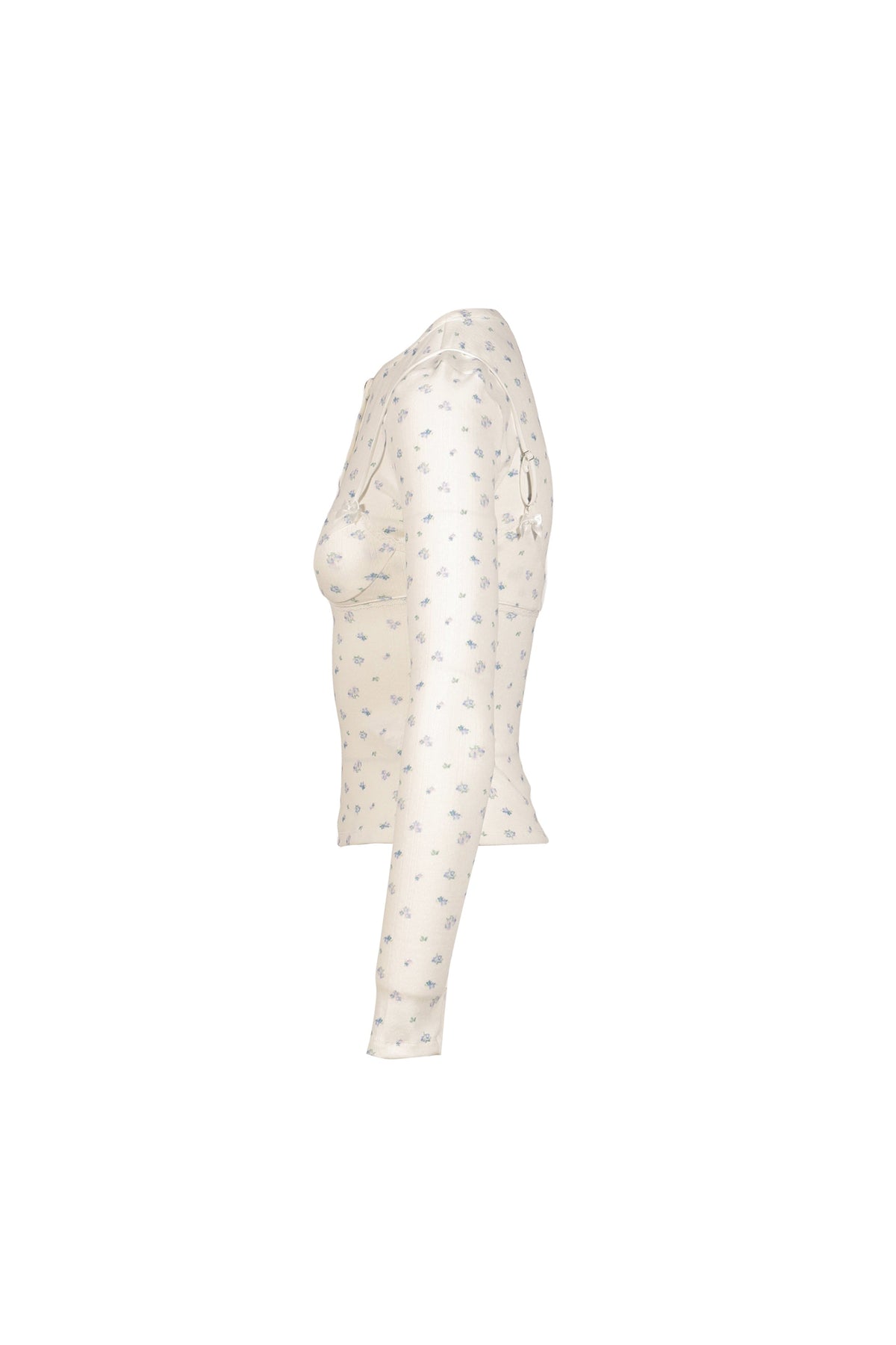 MARKGONG 【本物保証】 シャツ ストリート系 レディース WHITE FLORAL PRINT LACE-TRIM BRALETTE DETAIL LONG SLEEVE HENLEY SHIRT / FLORAL