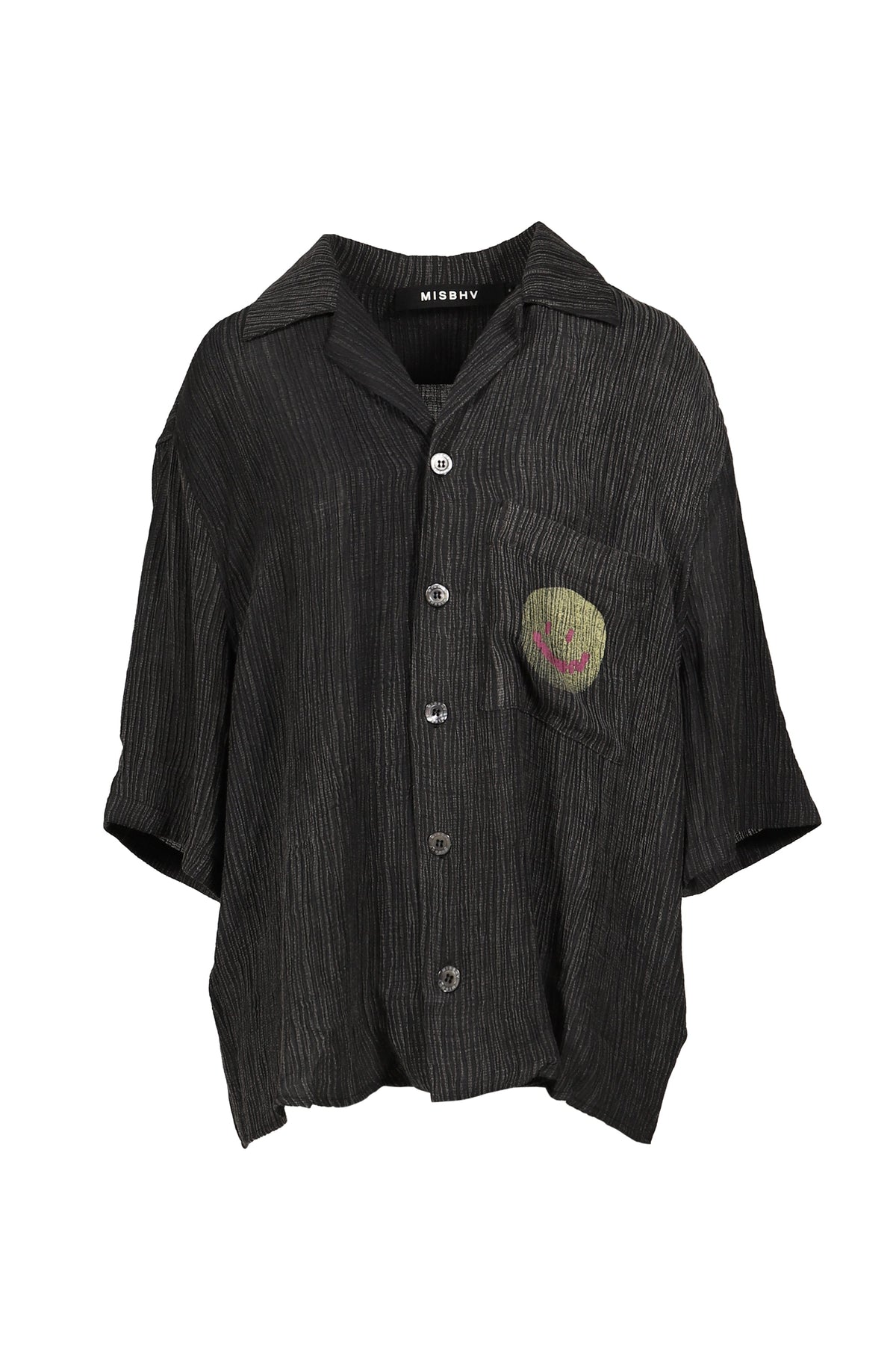 MISBHV 【本物保証】 シャツ ストリート系 メンズ SMILE SHIRT UNISEX / WASHED BLK