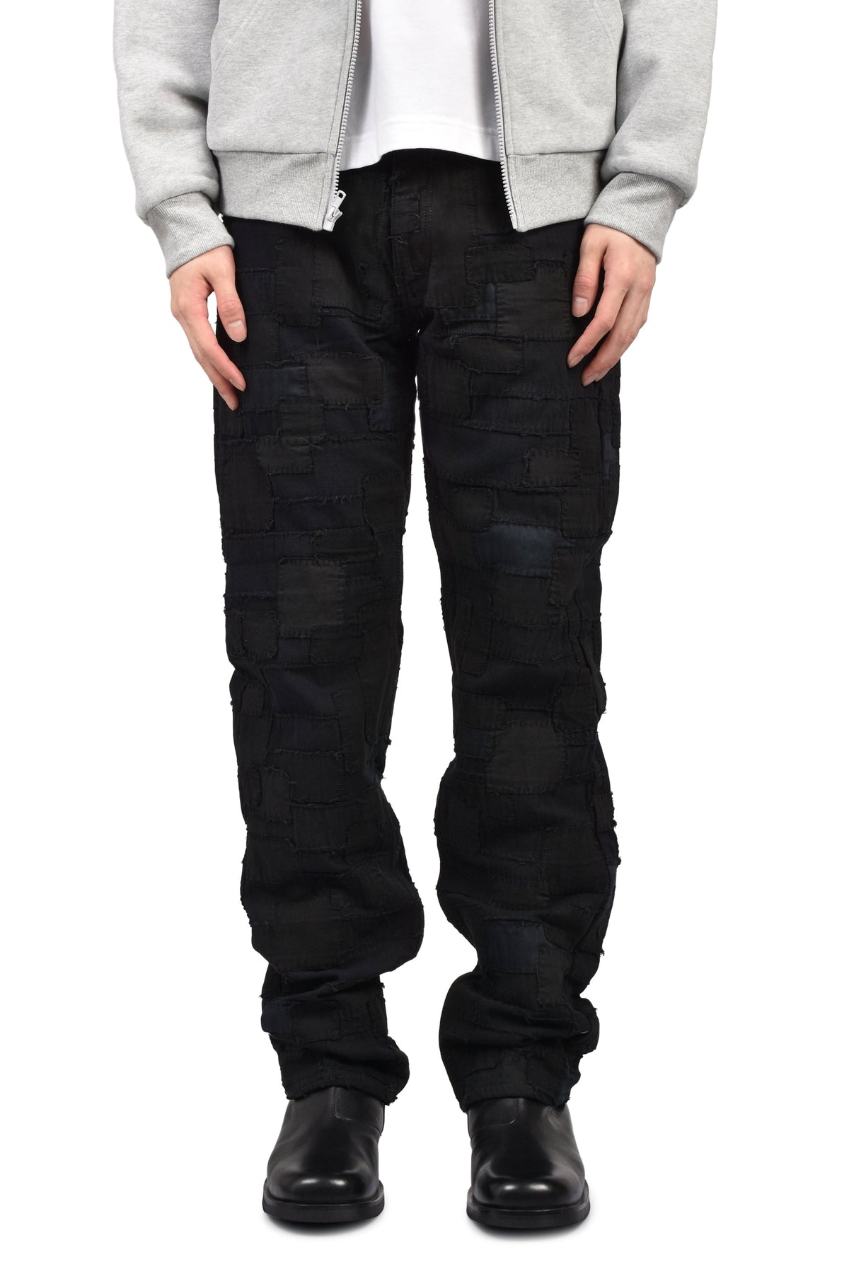 Matthew M. Williams マシュー・M・ウィリアムズ 【本物保証】 デニムパンツ ストリート系 メンズ BLACKMEANS BLACK OVERDYED BORO PATCHWORK STRAIGHT JEAN / BLK BORO