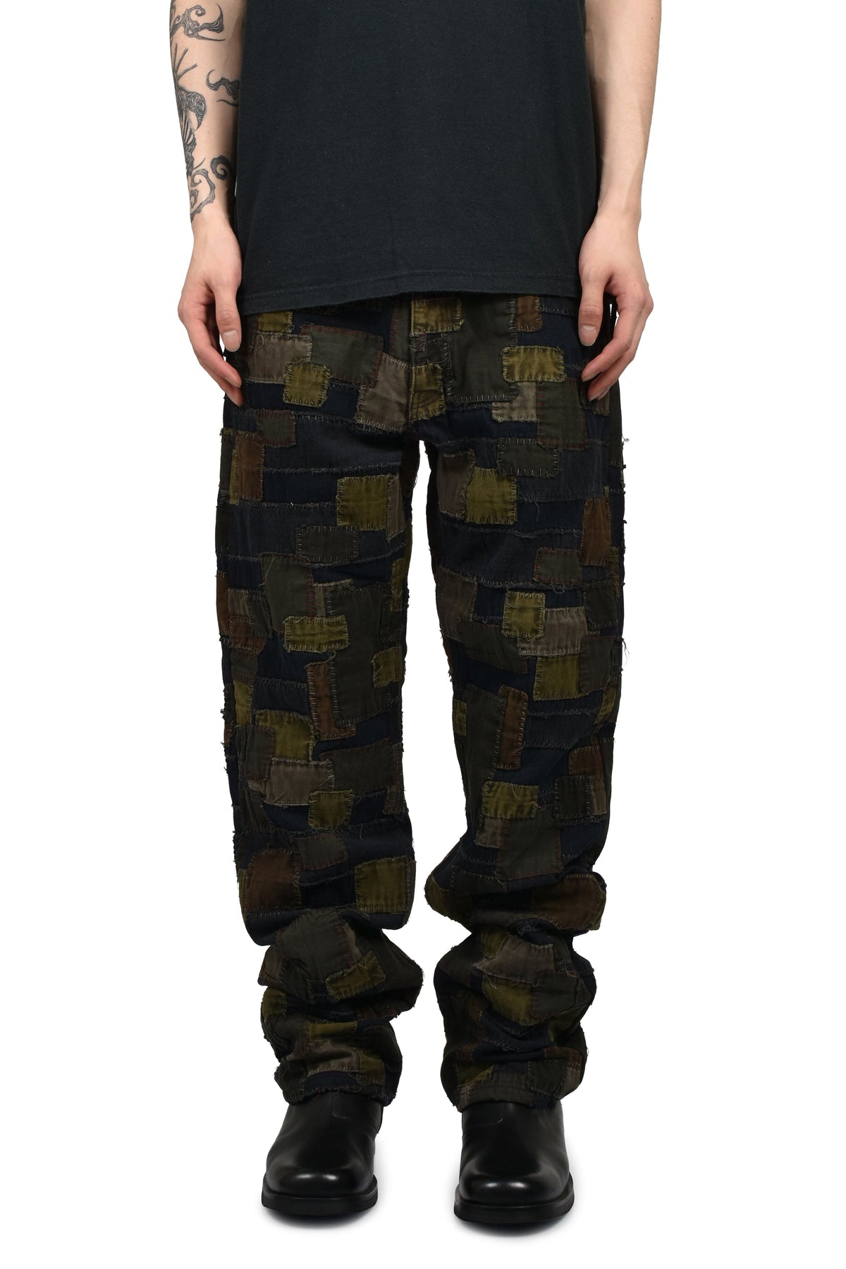Matthew M. Williams マシュー・M・ウィリアムズ 【本物保証】 デニムパンツ ストリート系 メンズ BLACKMEANS BORO PATCHWORK STRAIGHT JEAN / MULTI BORO