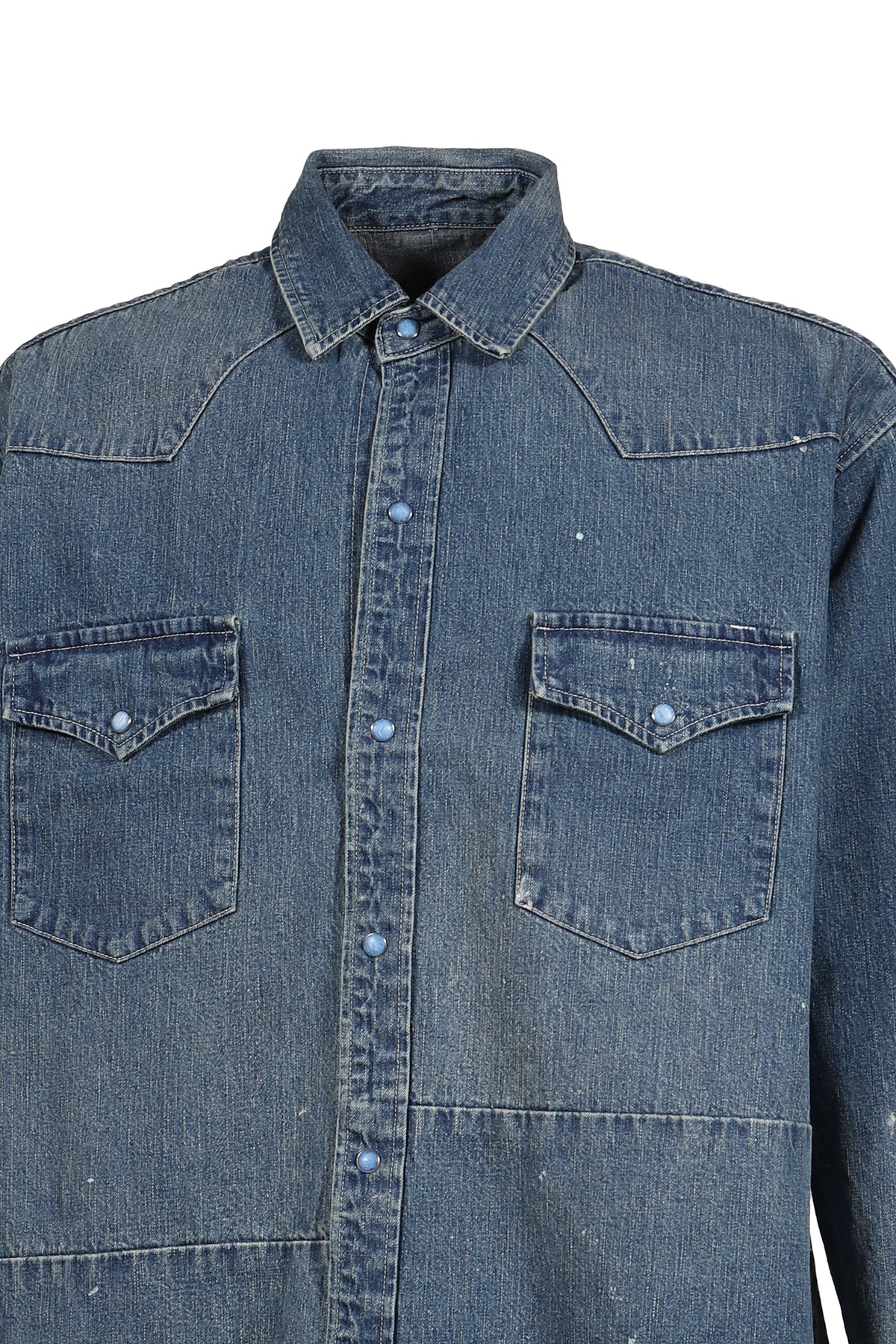 PORTER CLASSIC 【本物保証】 シャツ ストリート系 メンズ BREAKFAST DENIM WESTERN SHIRTS / BLU
