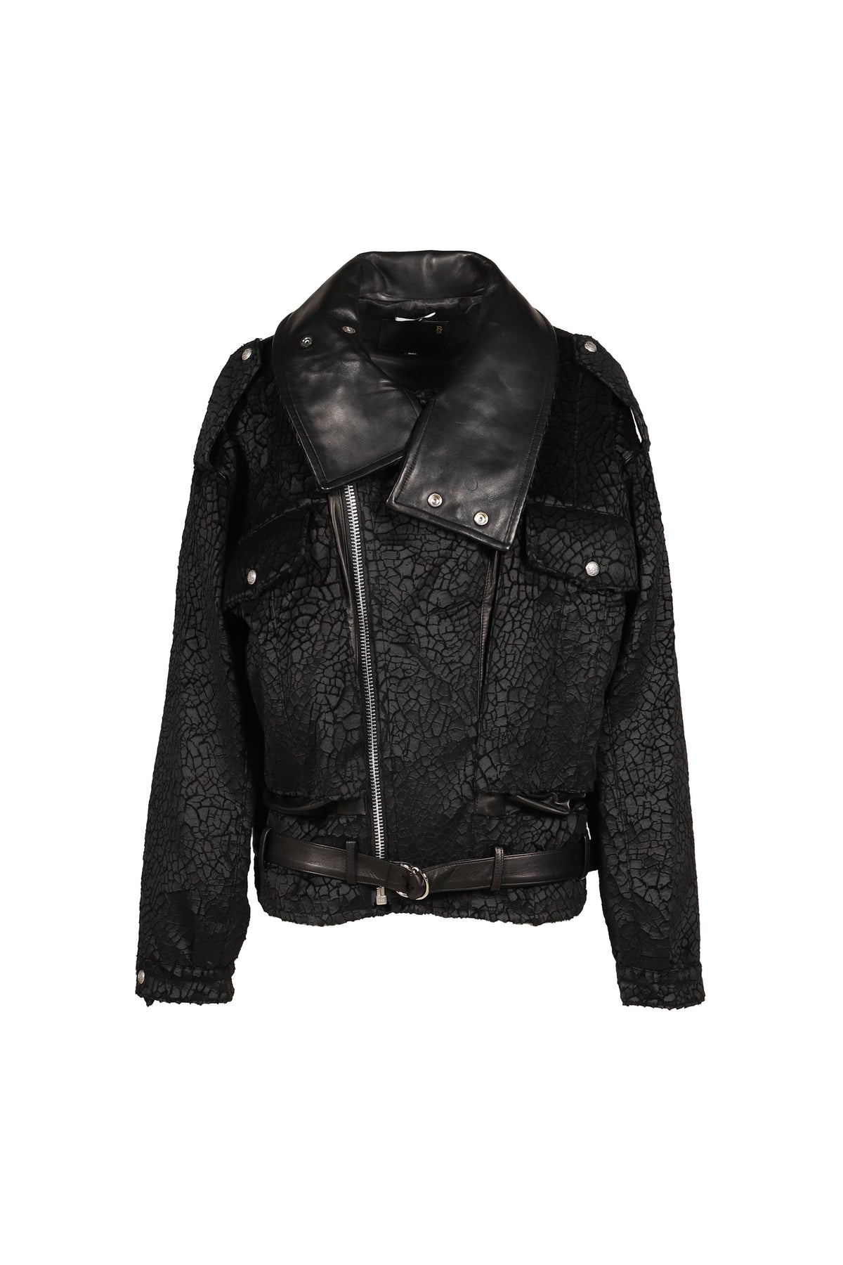 R13【本物保証】 ジャケット ストリート系 レディース BOYFRIEND MOTO JACKET WITH FUNNEL NECK / BLK