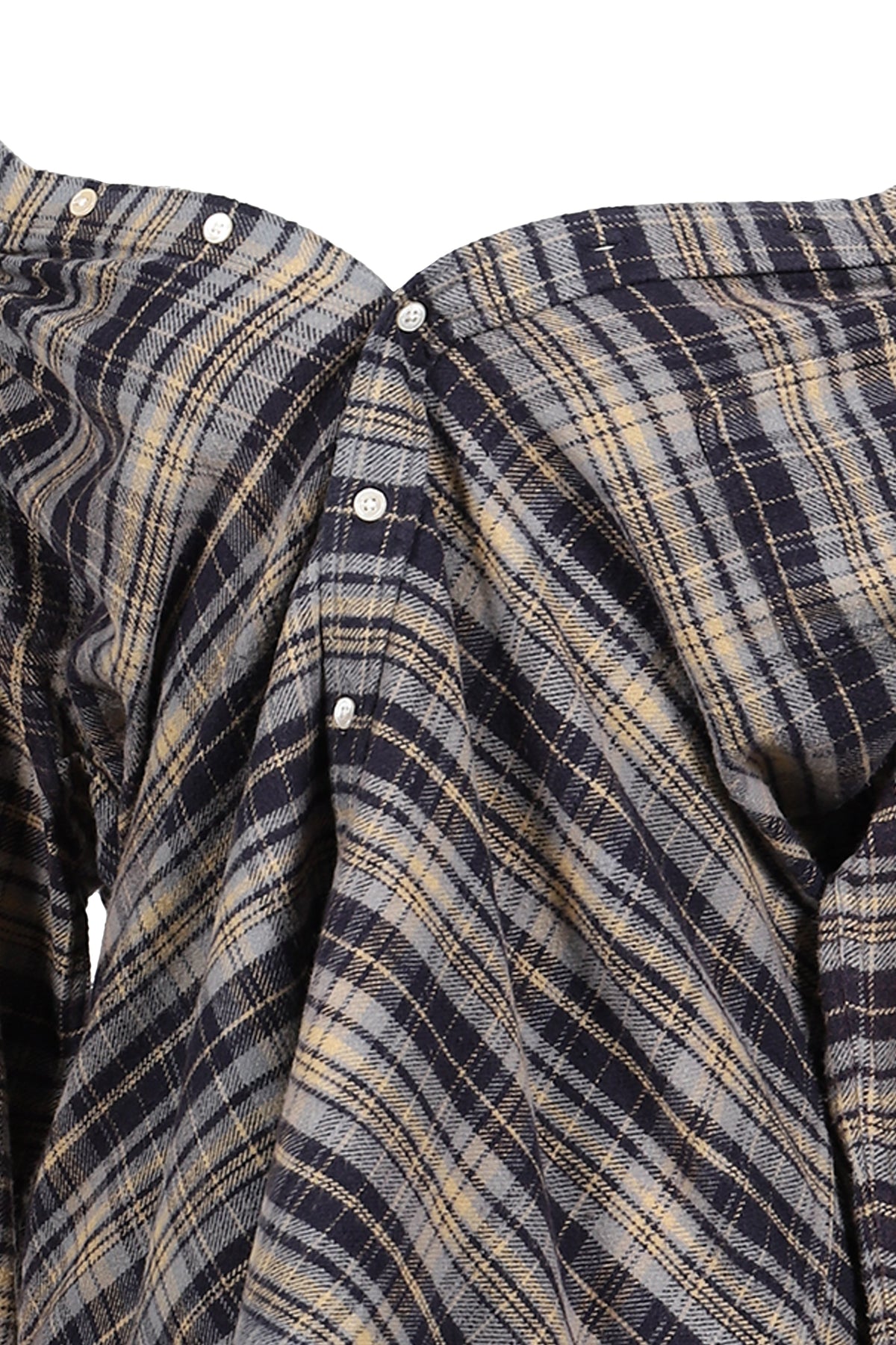 R13 【本物保証】 シャツ ストリート系 レディース CHINCHED OFF SHOLDER SHIRT / BLU PLAID