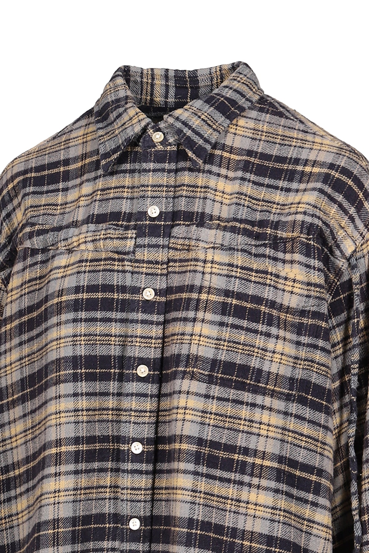 R13 【本物保証】 シャツ ストリート系 レディース CHINCHED OFF SHOLDER SHIRT / BLU PLAID