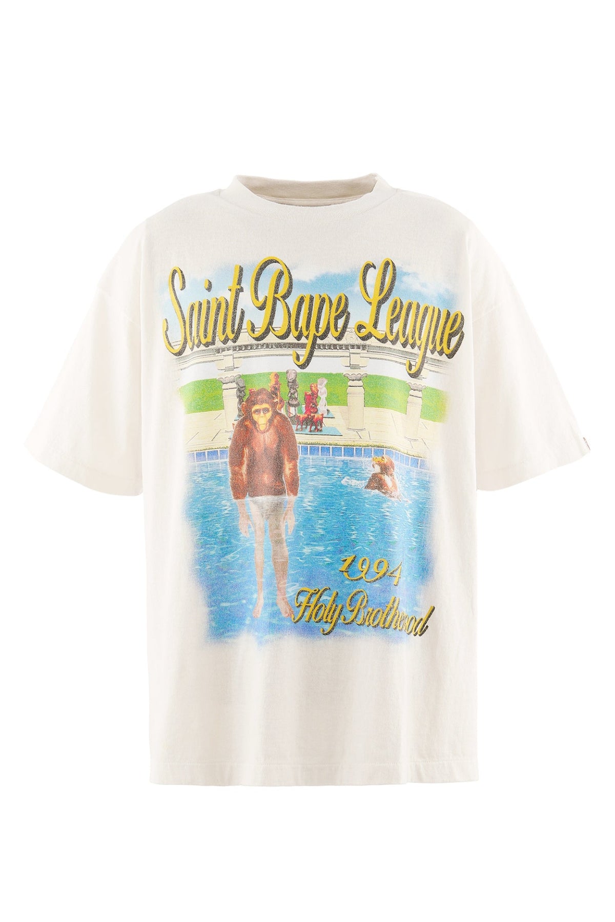 SAINT Mxxxxxx × BAPE(R) 【本物保証】 Tシャツ ストリート系 メンズ BAPE_SS T-SHIRT/POOL / WHT