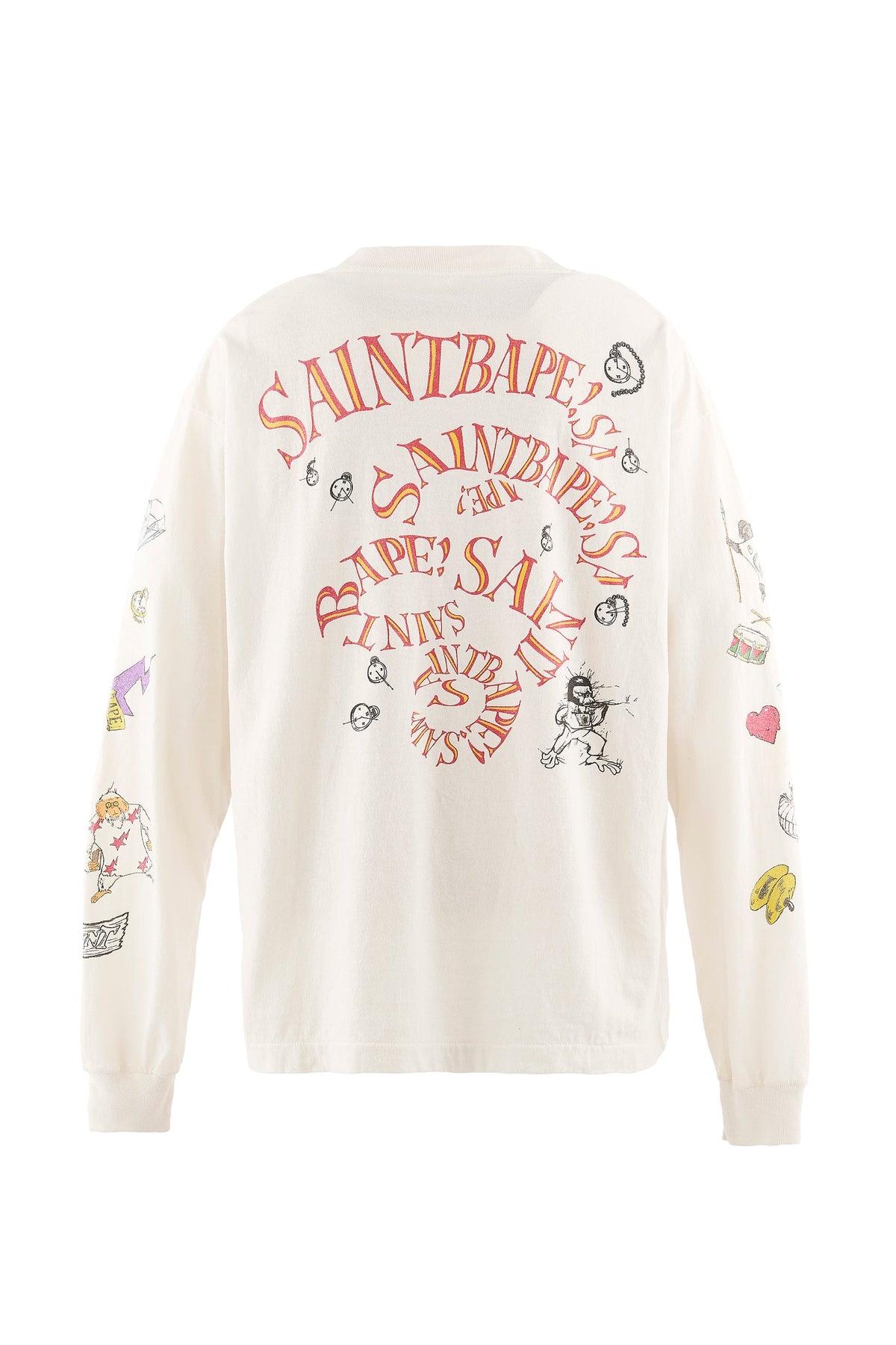 SAINT Mxxxxxx × BAPE(R) 【本物保証】 Tシャツ ストリート系 メンズ BAPE_LS T-SHIRT/RUNNING / WHT