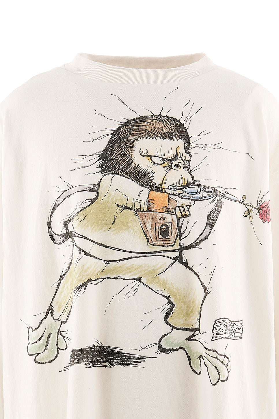 SAINT Mxxxxxx × BAPE(R) 【本物保証】 Tシャツ ストリート系 メンズ BAPE_LS T-SHIRT/RUNNING / WHT