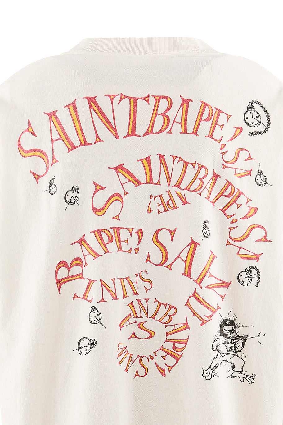SAINT Mxxxxxx × BAPE(R) 【本物保証】 Tシャツ ストリート系 メンズ BAPE_LS T-SHIRT/RUNNING / WHT