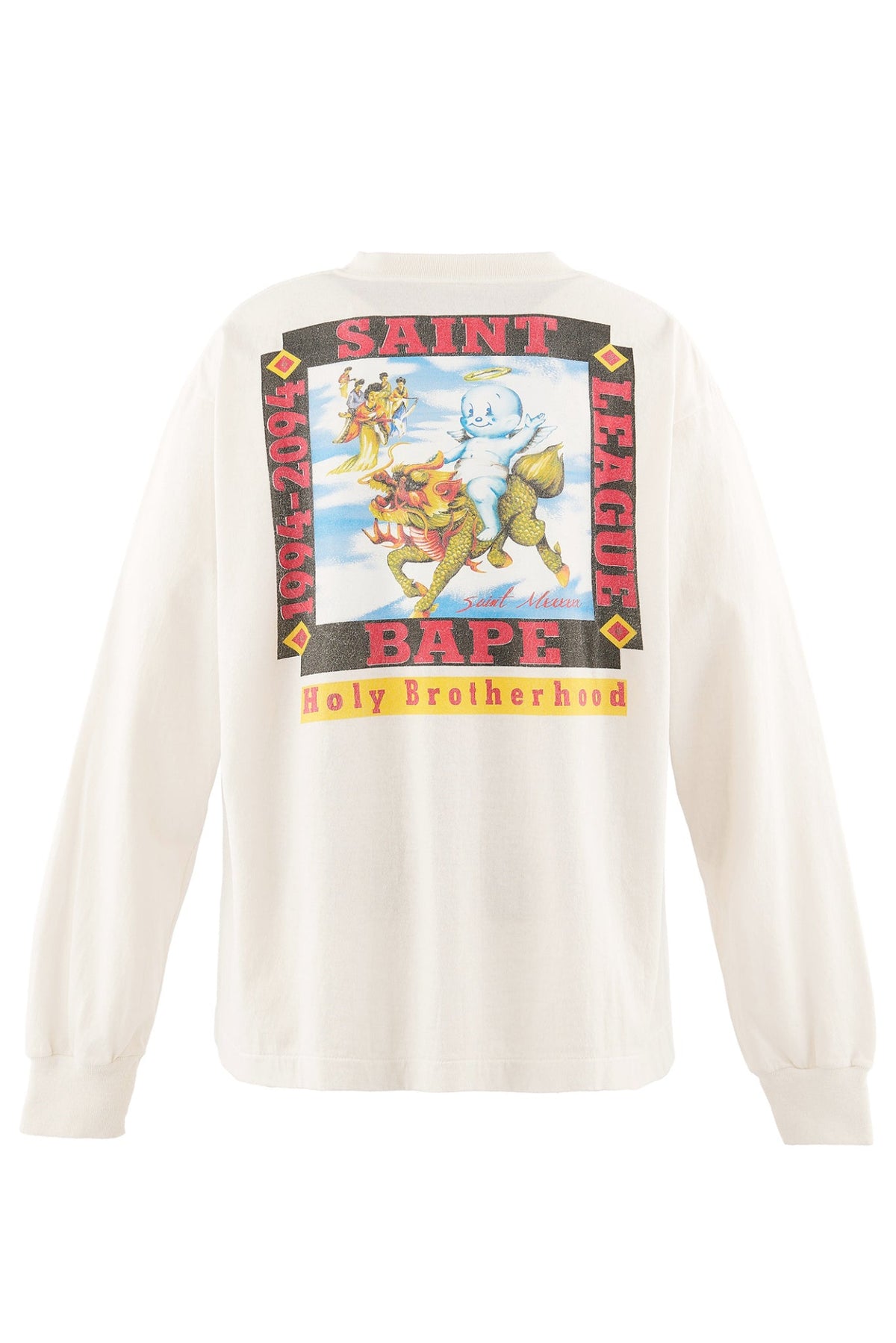 SAINT Mxxxxxx × BAPE(R) 【本物保証】 Tシャツ ストリート系 メンズ BAPE_LS T-SHIRT/POOL / WHT