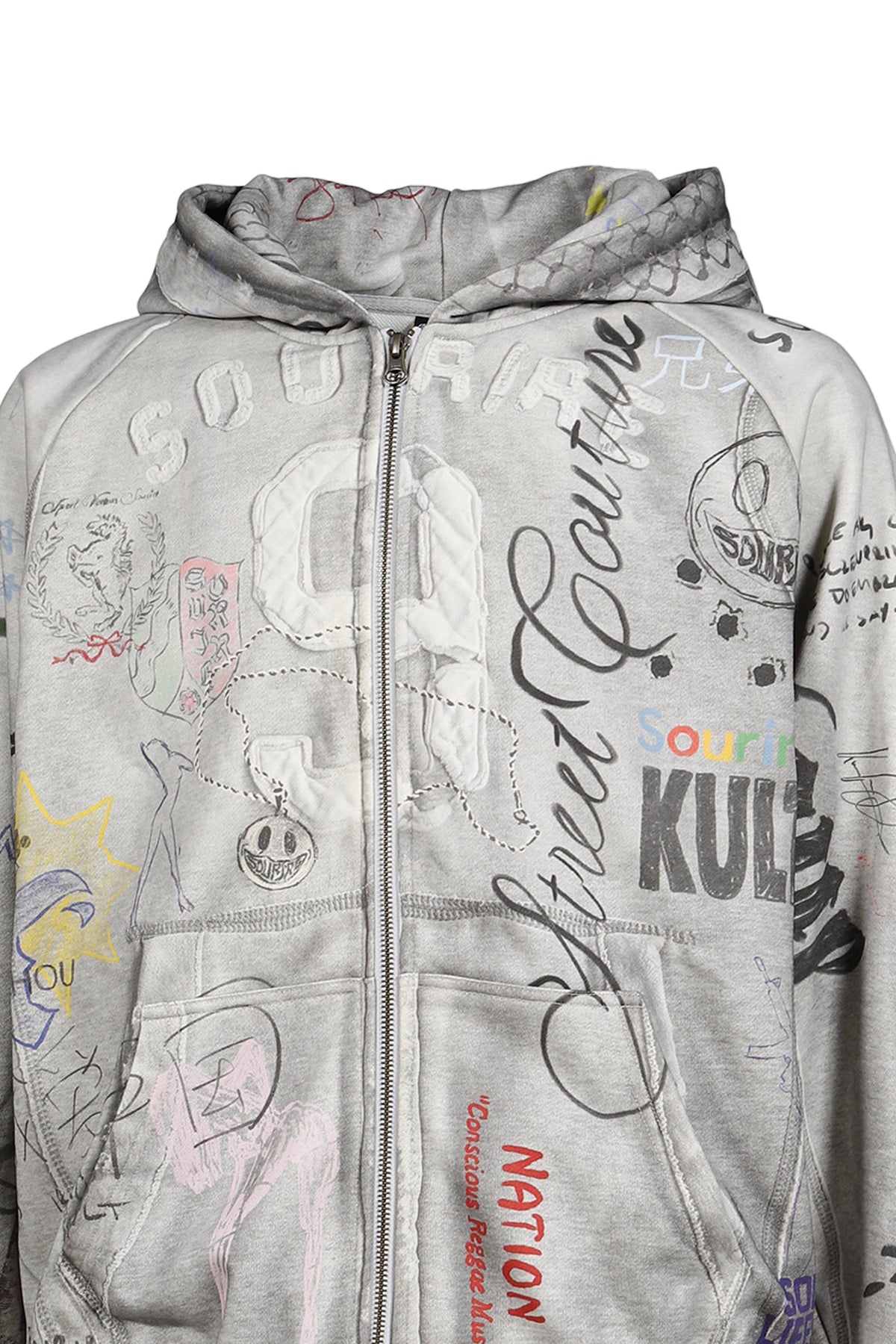 Sourire スリール 【本物保証】 パーカー・スウェット ストリート系 メンズ TAGGED ZIP UP / GRY