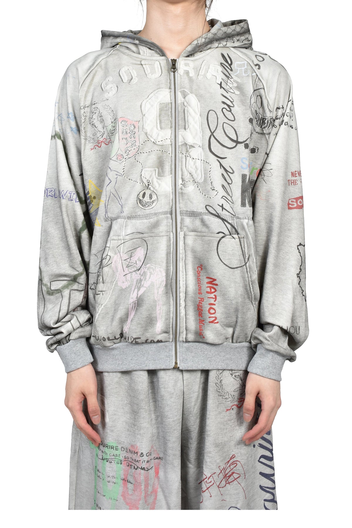 Sourire スリール 【本物保証】 パーカー・スウェット ストリート系 メンズ TAGGED ZIP UP / GRY