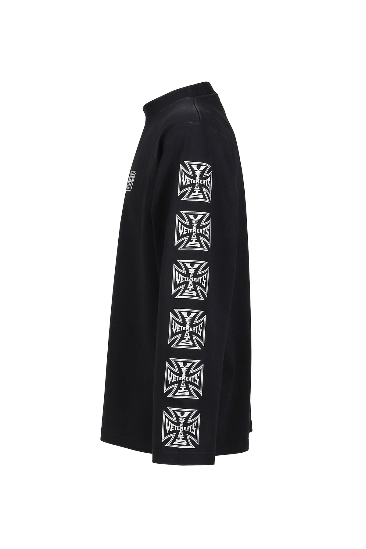 VETEMENTS ヴェトモン 【本物保証】 Tシャツ ストリート系 メンズ BIKER CROSS SLEEVES LONGSLEEVE / BLK