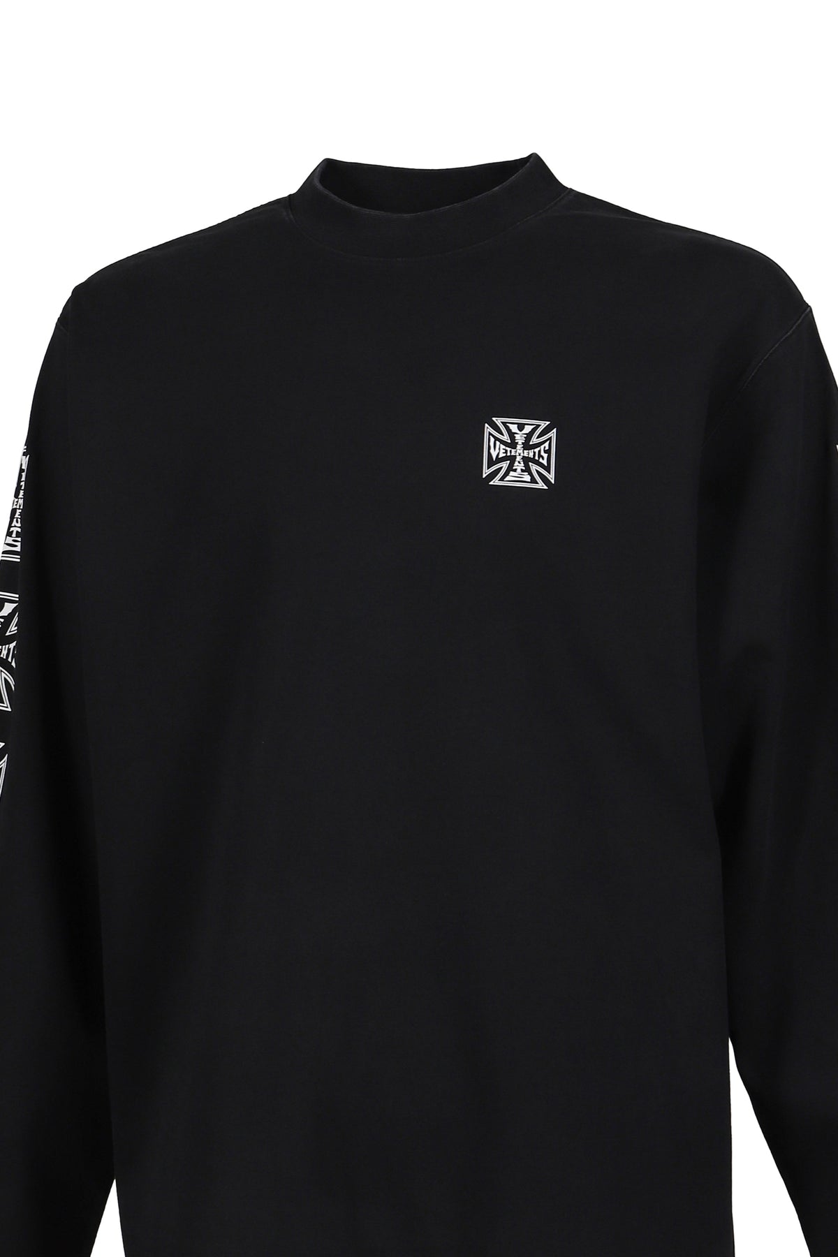 VETEMENTS ヴェトモン 【本物保証】 Tシャツ ストリート系 メンズ BIKER CROSS SLEEVES LONGSLEEVE / BLK