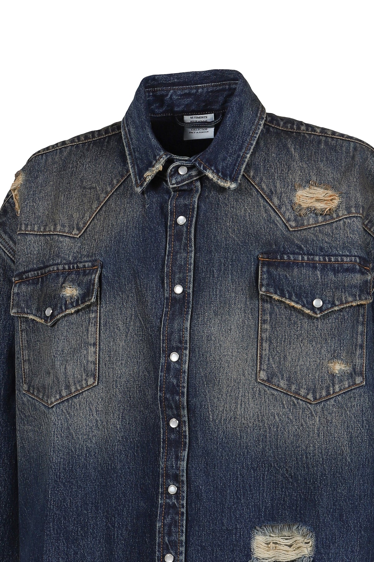 VETEMENTS ヴェトモン 【本物保証】 シャツ ストリート系 メンズ COWBOY DENIM SHIRT / WASHED CUT BLU