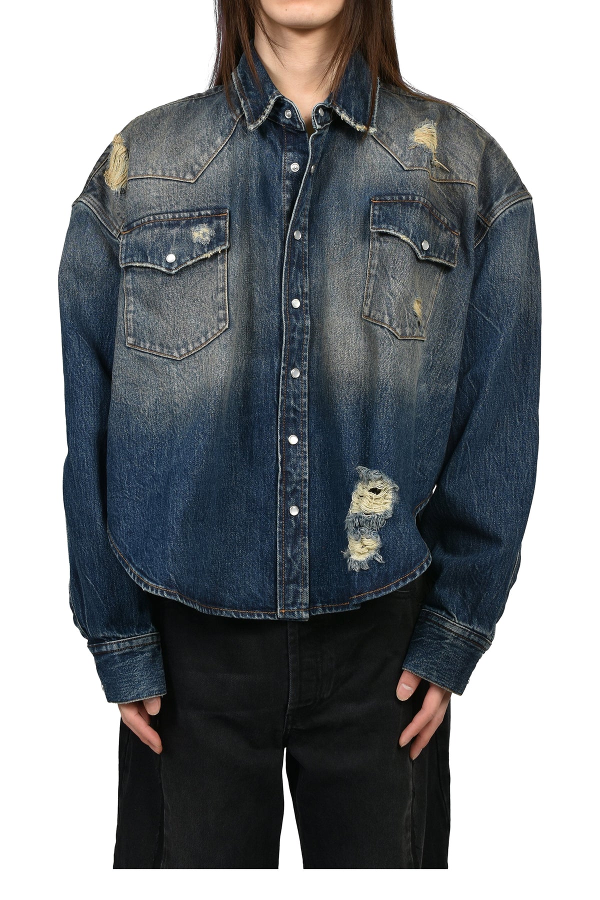 VETEMENTS ヴェトモン 【本物保証】 シャツ ストリート系 メンズ COWBOY DENIM SHIRT / WASHED CUT BLU