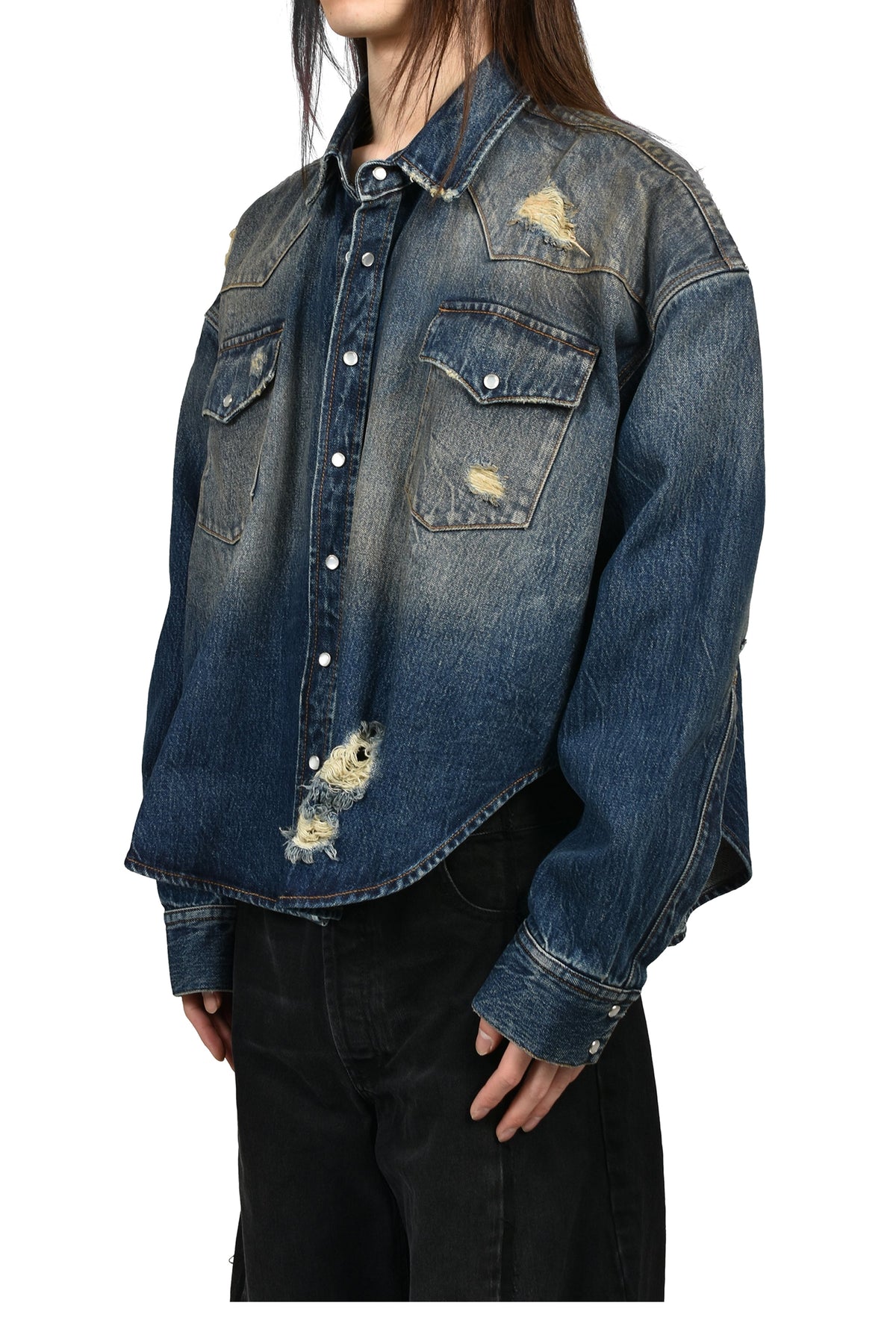 VETEMENTS ヴェトモン 【本物保証】 シャツ ストリート系 メンズ COWBOY DENIM SHIRT / WASHED CUT BLU