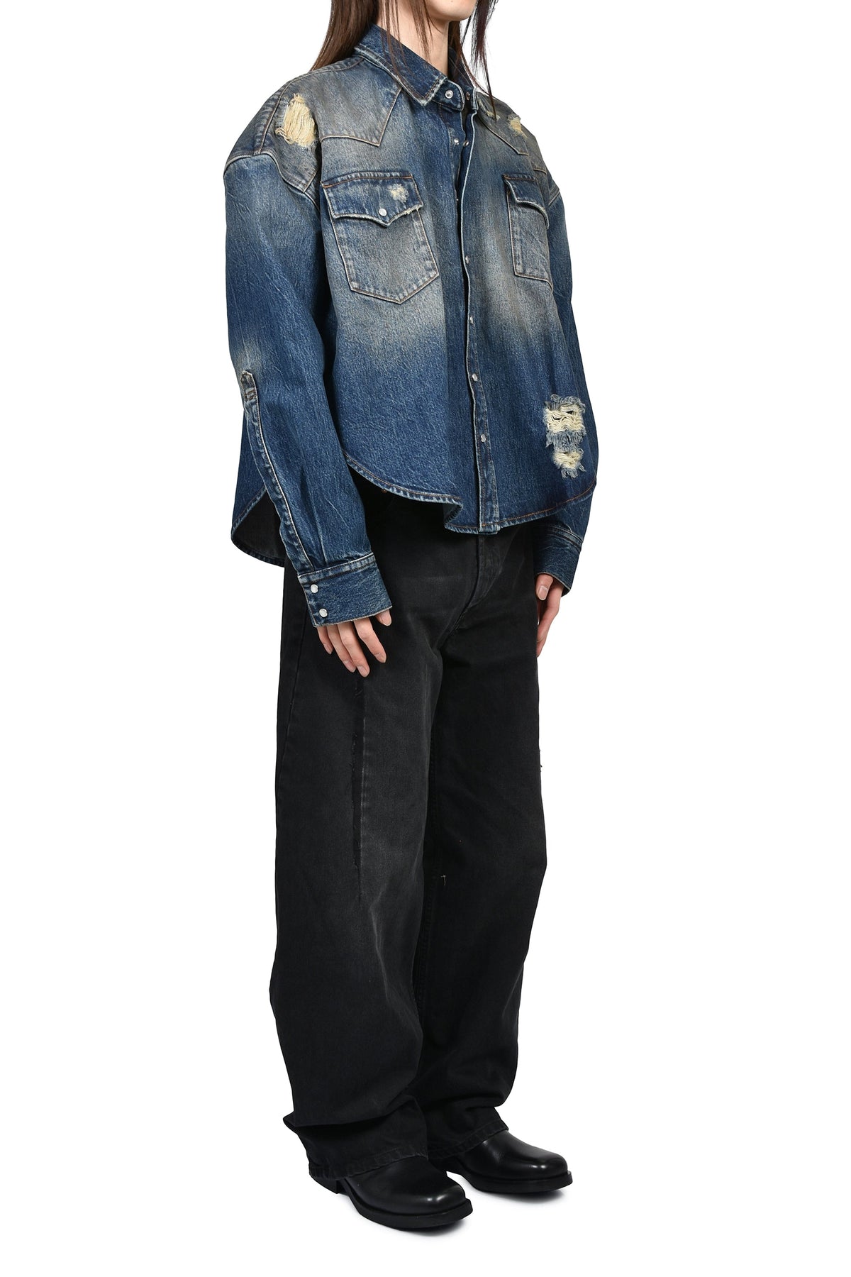 VETEMENTS ヴェトモン 【本物保証】 シャツ ストリート系 メンズ COWBOY DENIM SHIRT / WASHED CUT BLU