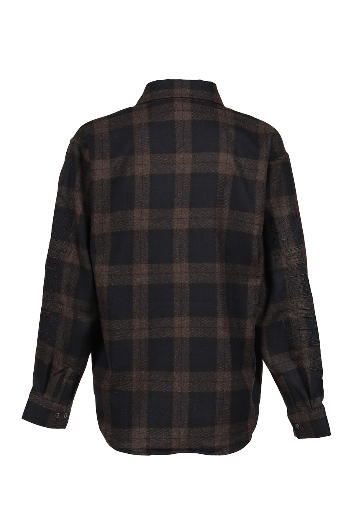 VETEMENTS ヴェトモン 【本物保証】 シャツ ストリート系 メンズ EMBROIDERED METAL LOGO FLANNEL SHIRT / BLK