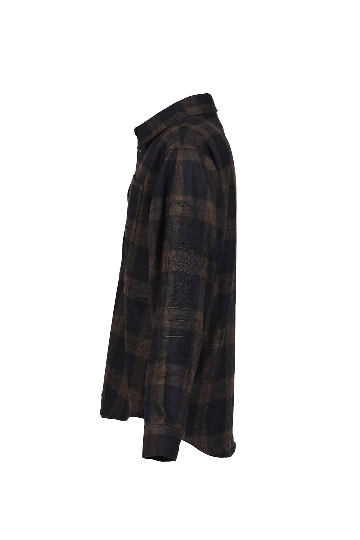 VETEMENTS ヴェトモン 【本物保証】 シャツ ストリート系 メンズ EMBROIDERED METAL LOGO FLANNEL SHIRT / BLK