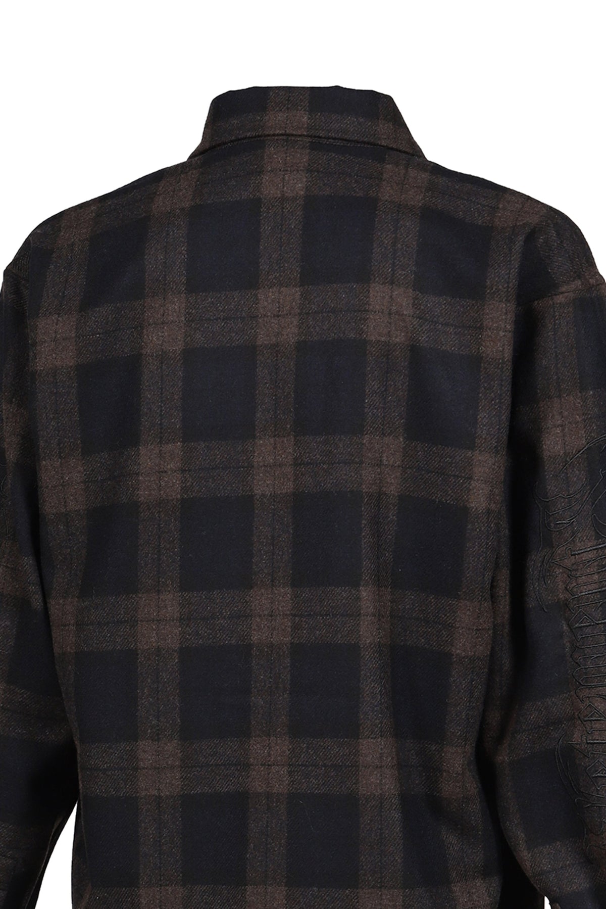 VETEMENTS ヴェトモン 【本物保証】 シャツ ストリート系 メンズ EMBROIDERED METAL LOGO FLANNEL SHIRT / BLK