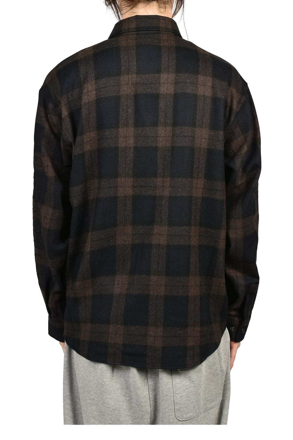 VETEMENTS ヴェトモン 【本物保証】 シャツ ストリート系 メンズ EMBROIDERED METAL LOGO FLANNEL SHIRT / BLK